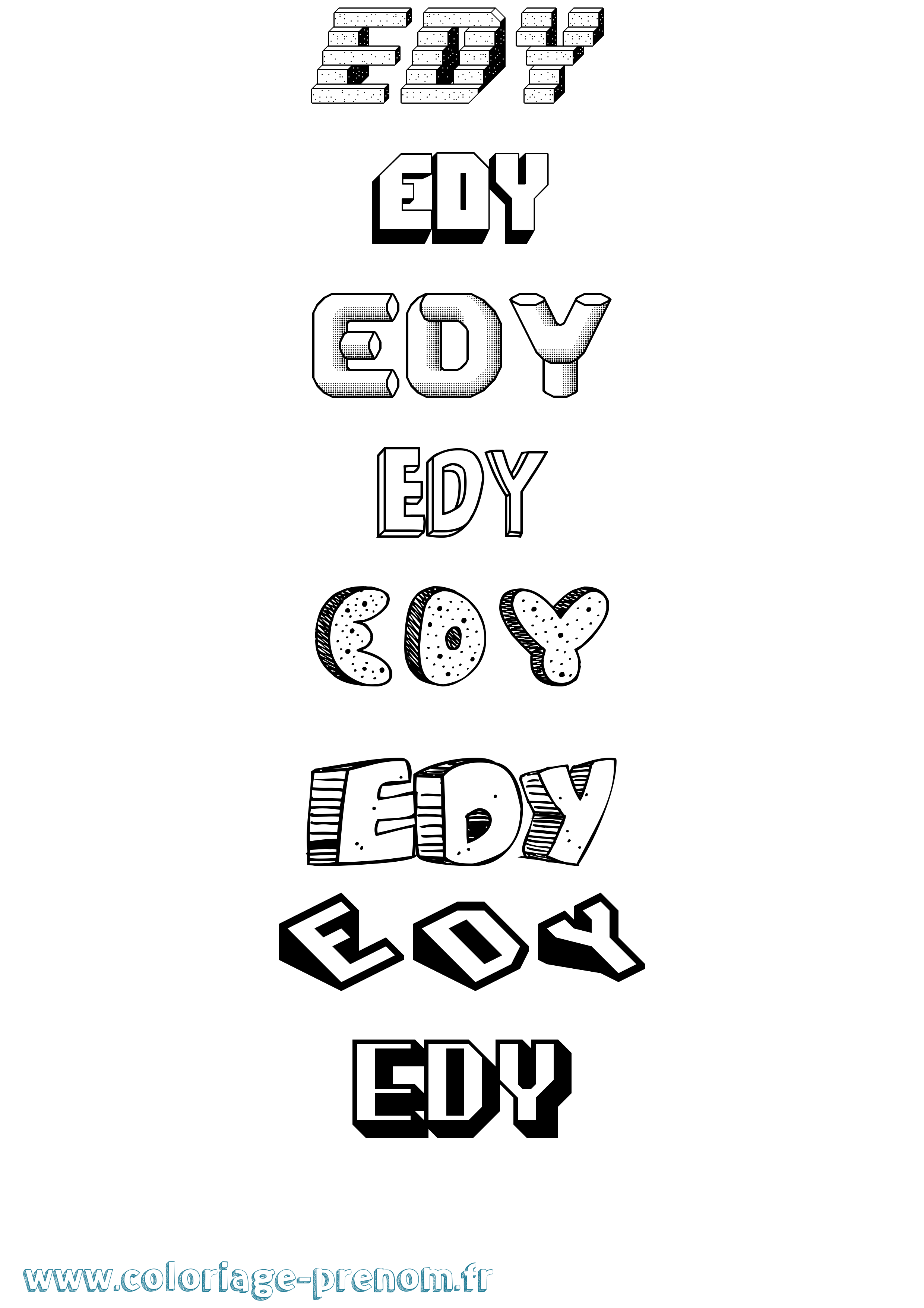 Coloriage Edy Effet 3D Coloriage prénom Edy Effet 3D