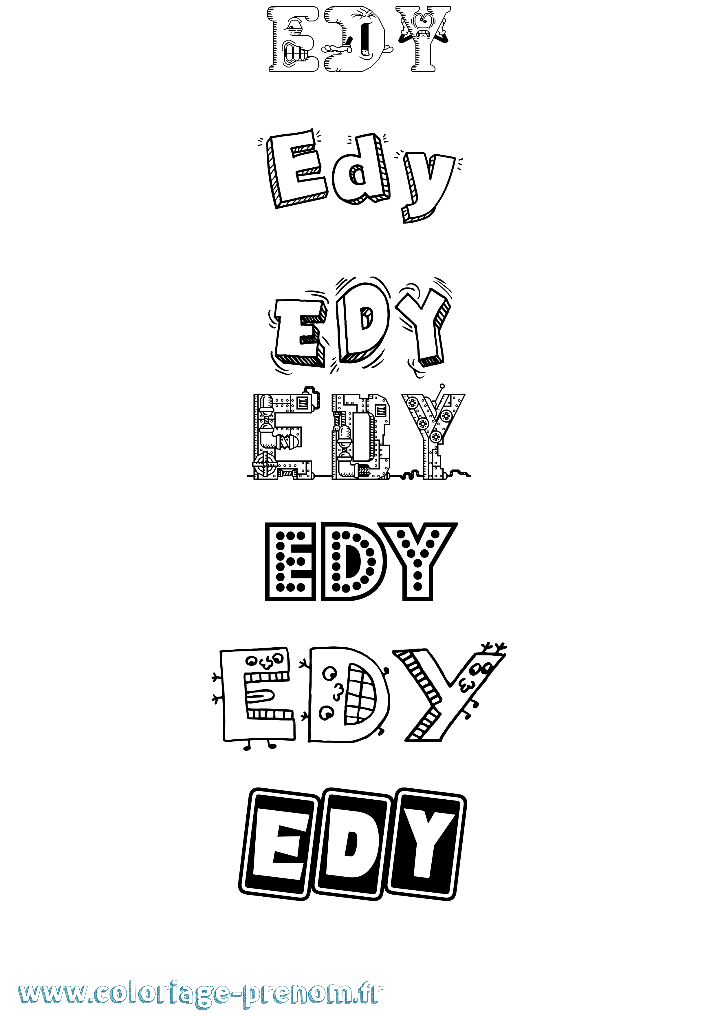 Coloriage prénom Edy Fun