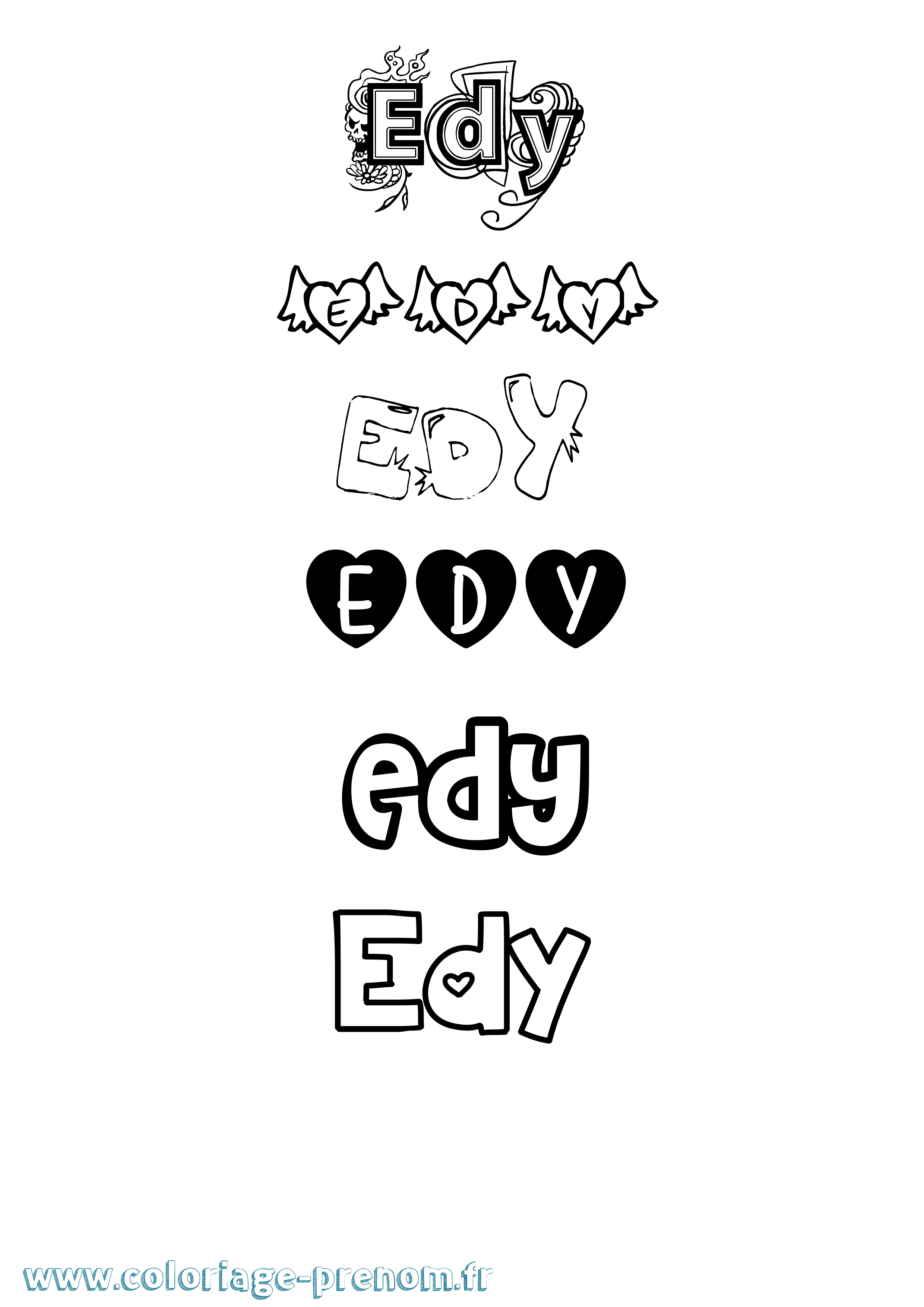 Coloriage prénom Edy Girly