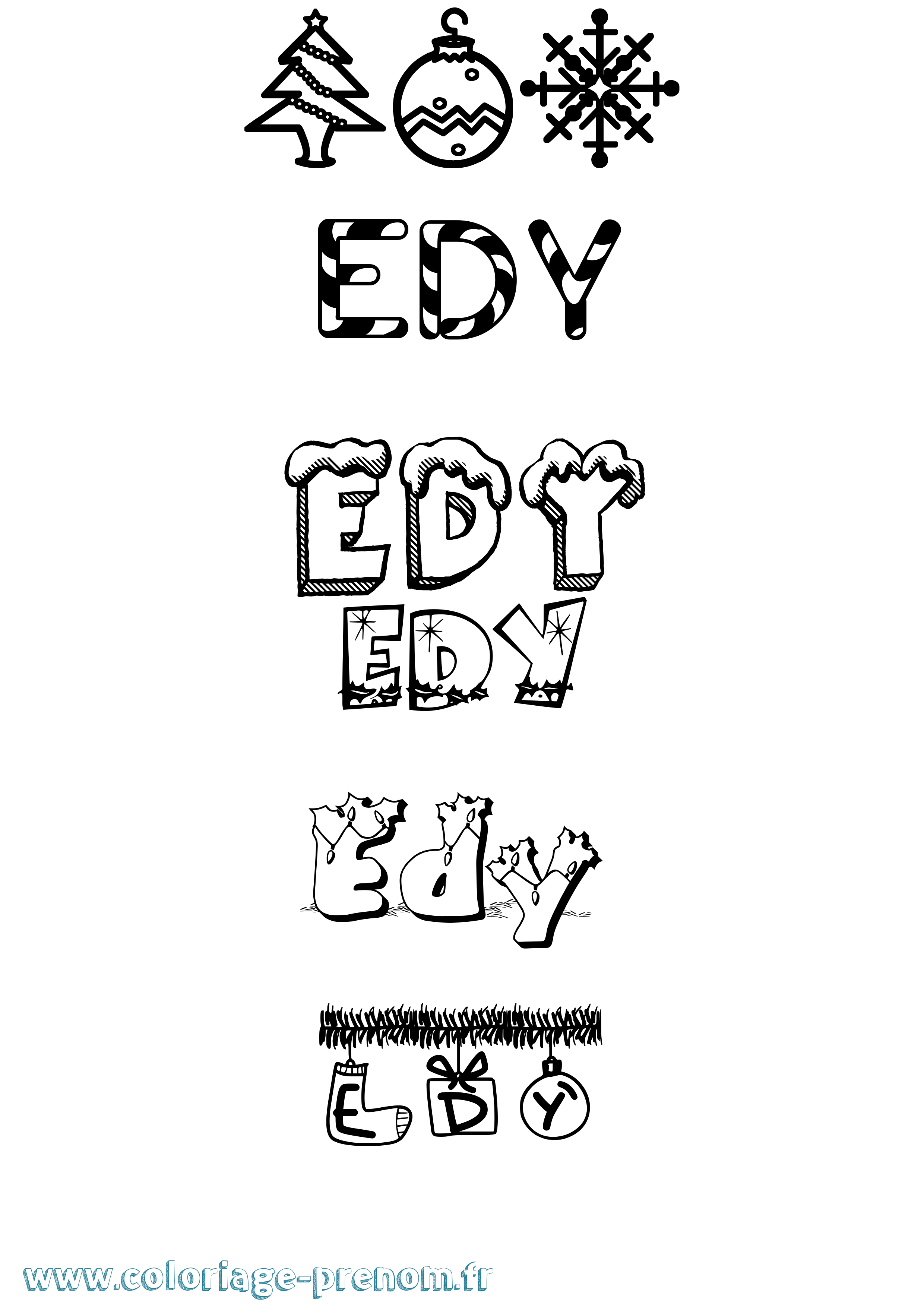 Coloriage Edy Noël Coloriage prénom Edy Noël