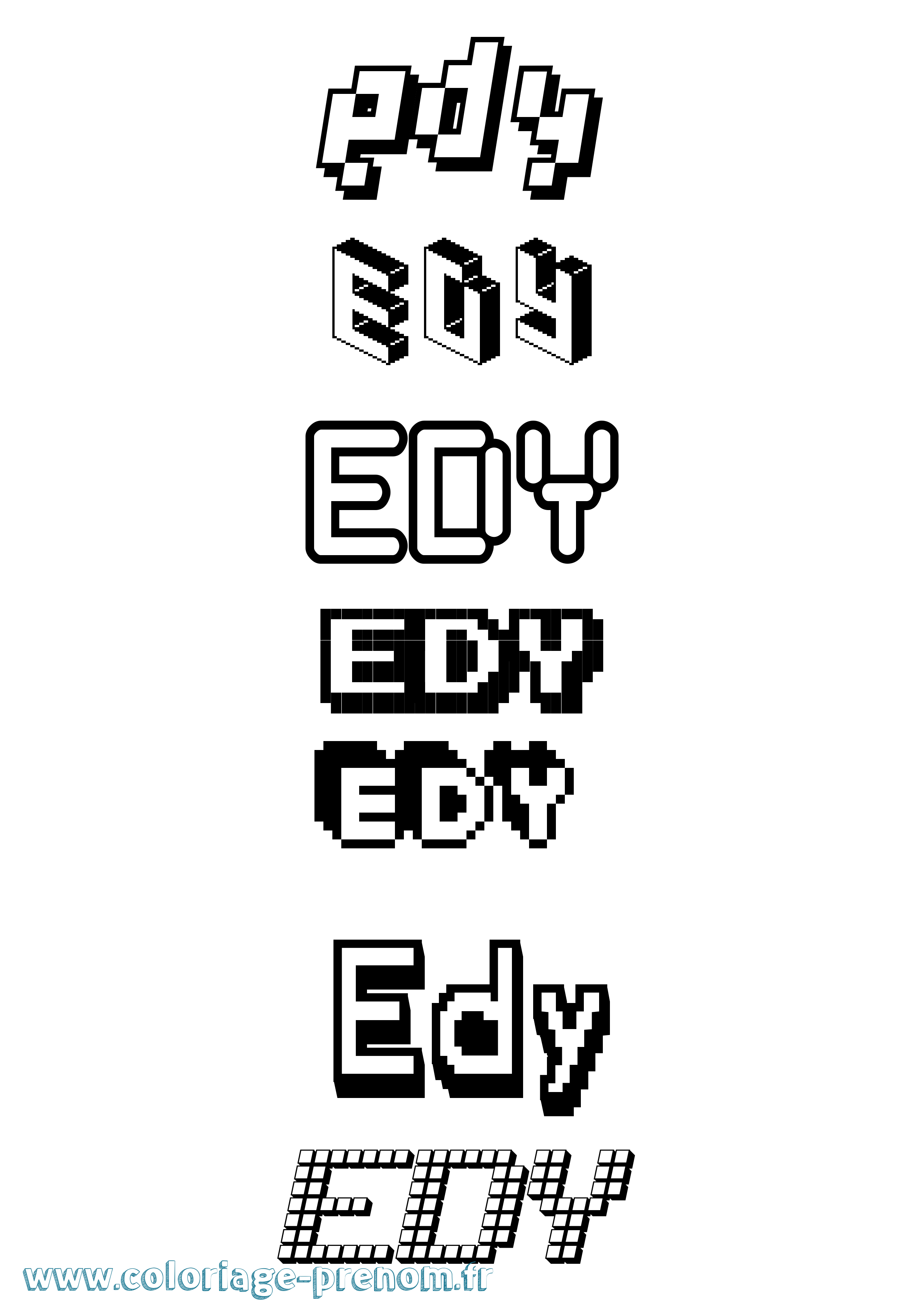 Coloriage Edy Pixel Coloriage prénom Edy Pixel