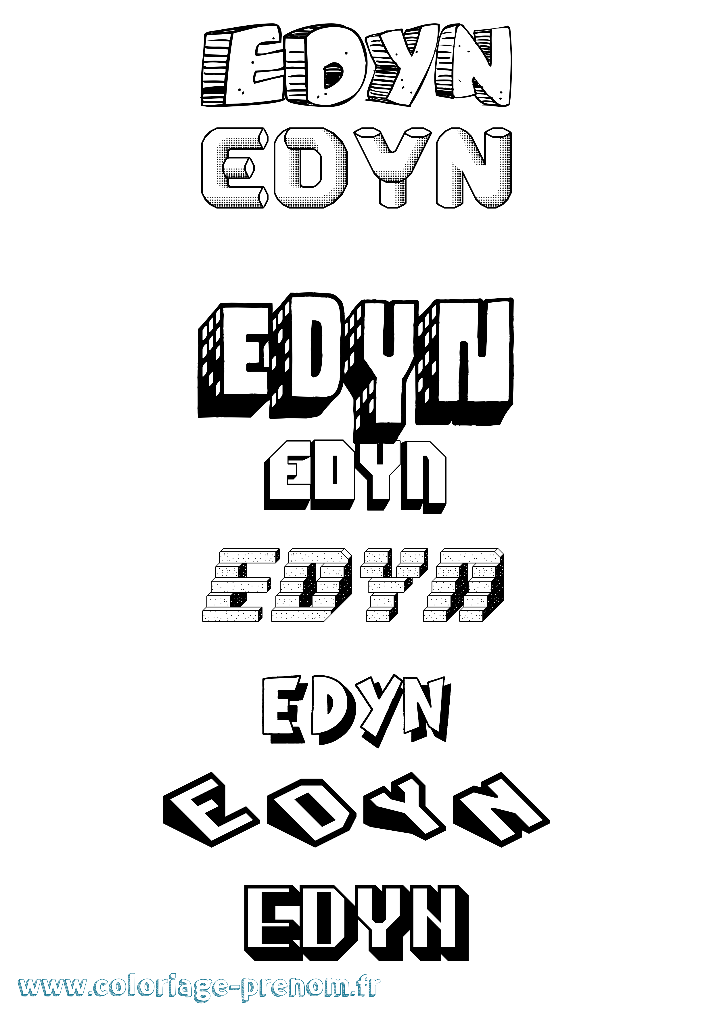 Coloriage prénom Edyn Effet 3D