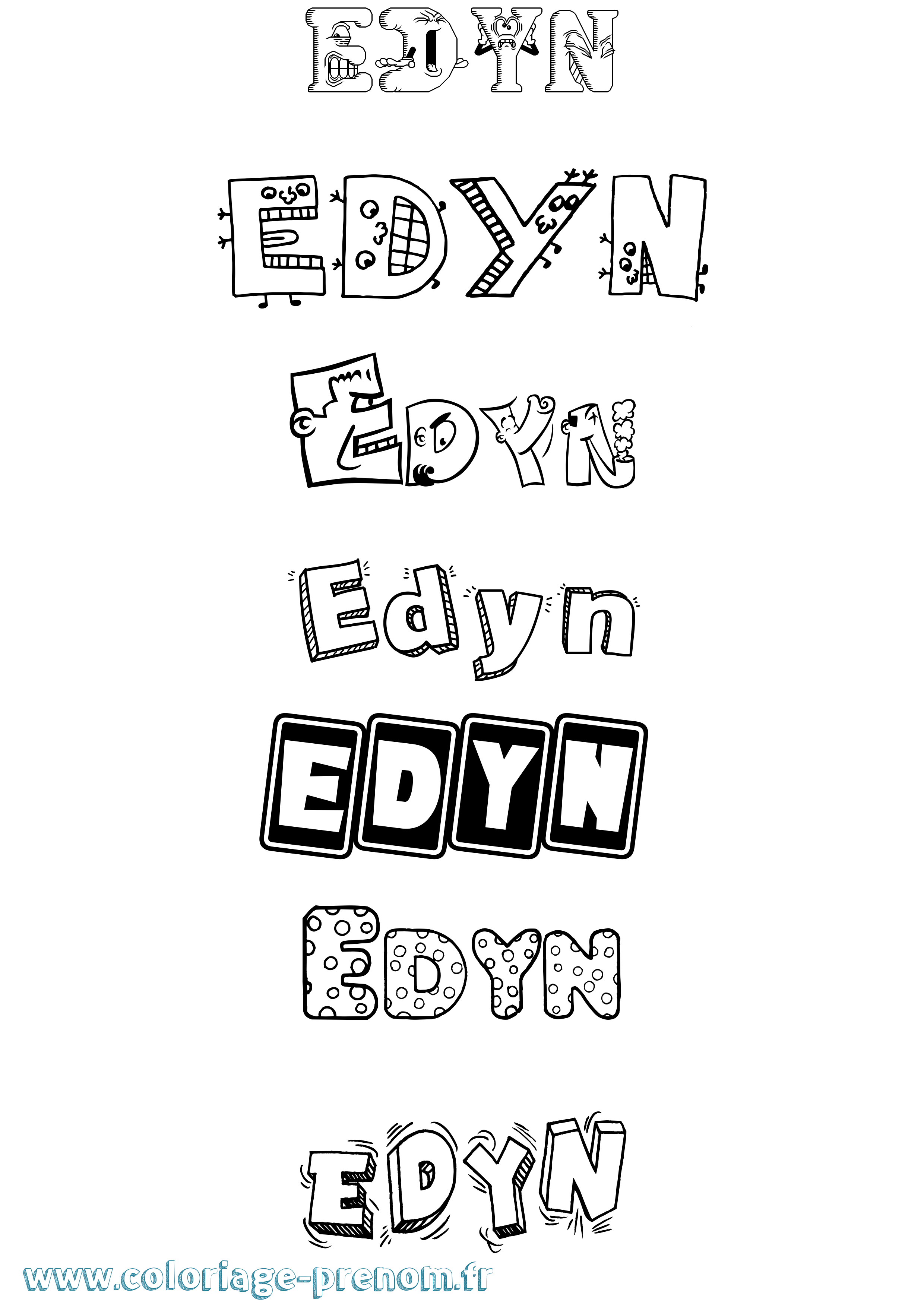 Coloriage prénom Edyn Fun