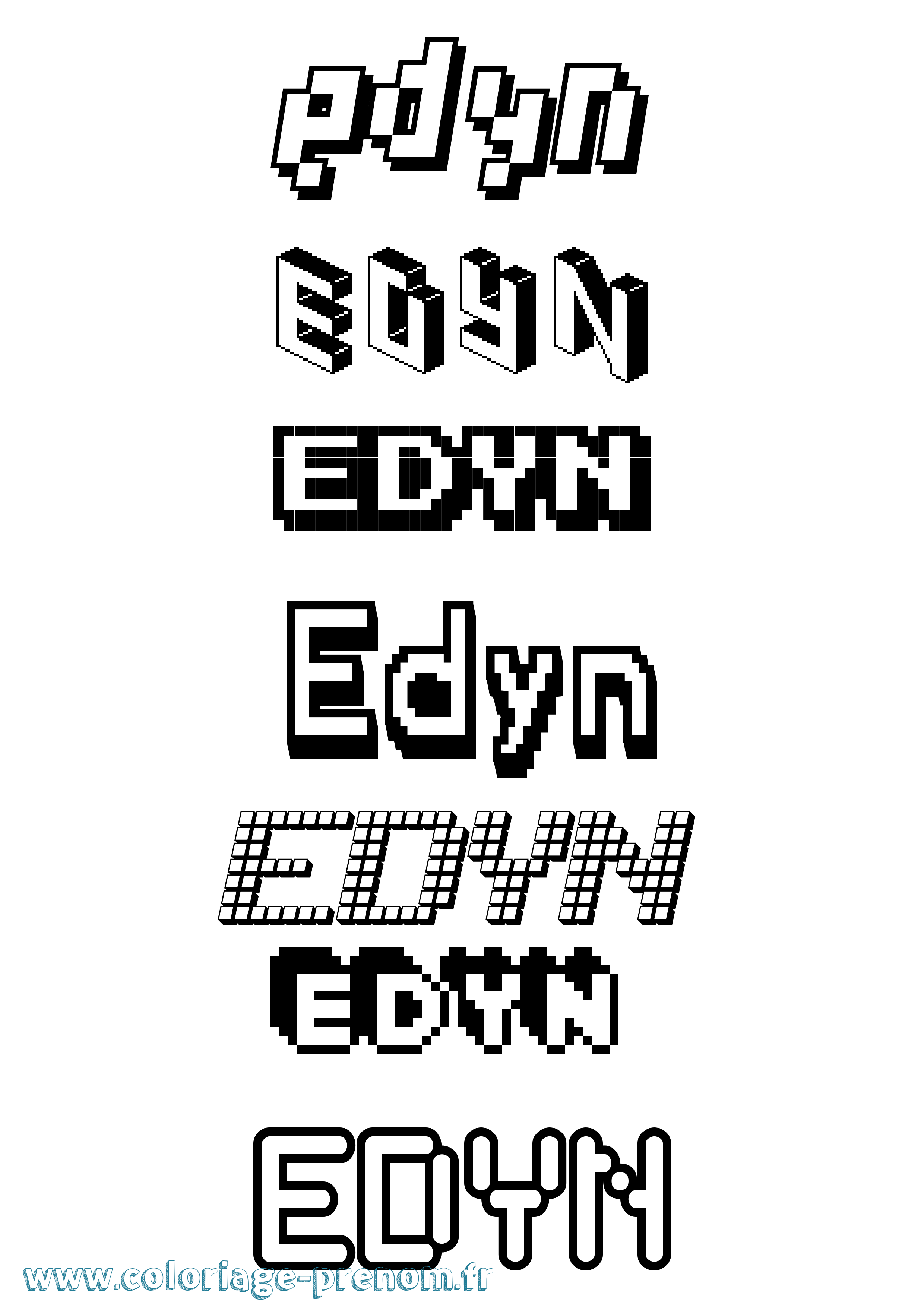Coloriage prénom Edyn Pixel