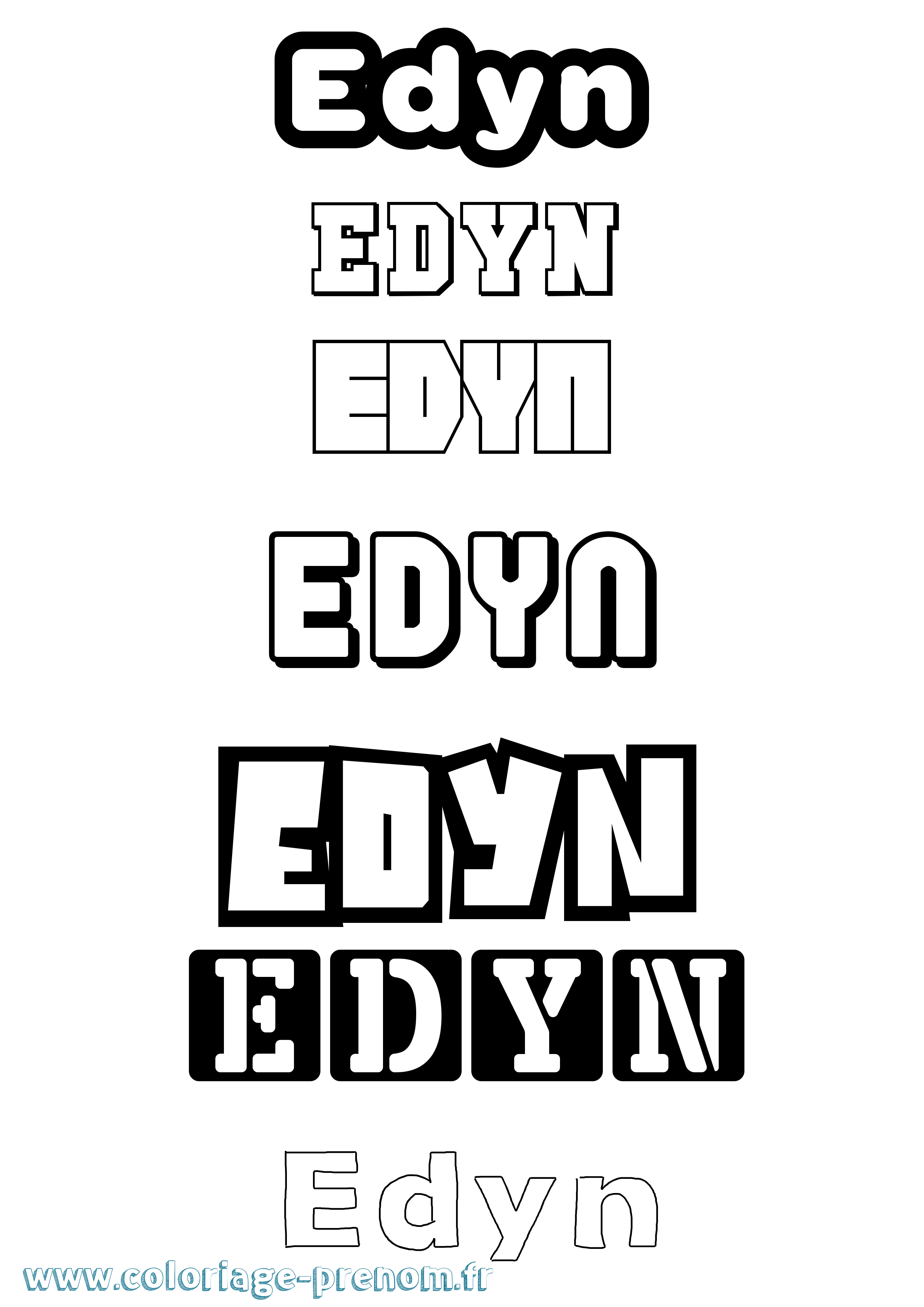 Coloriage prénom Edyn Simple