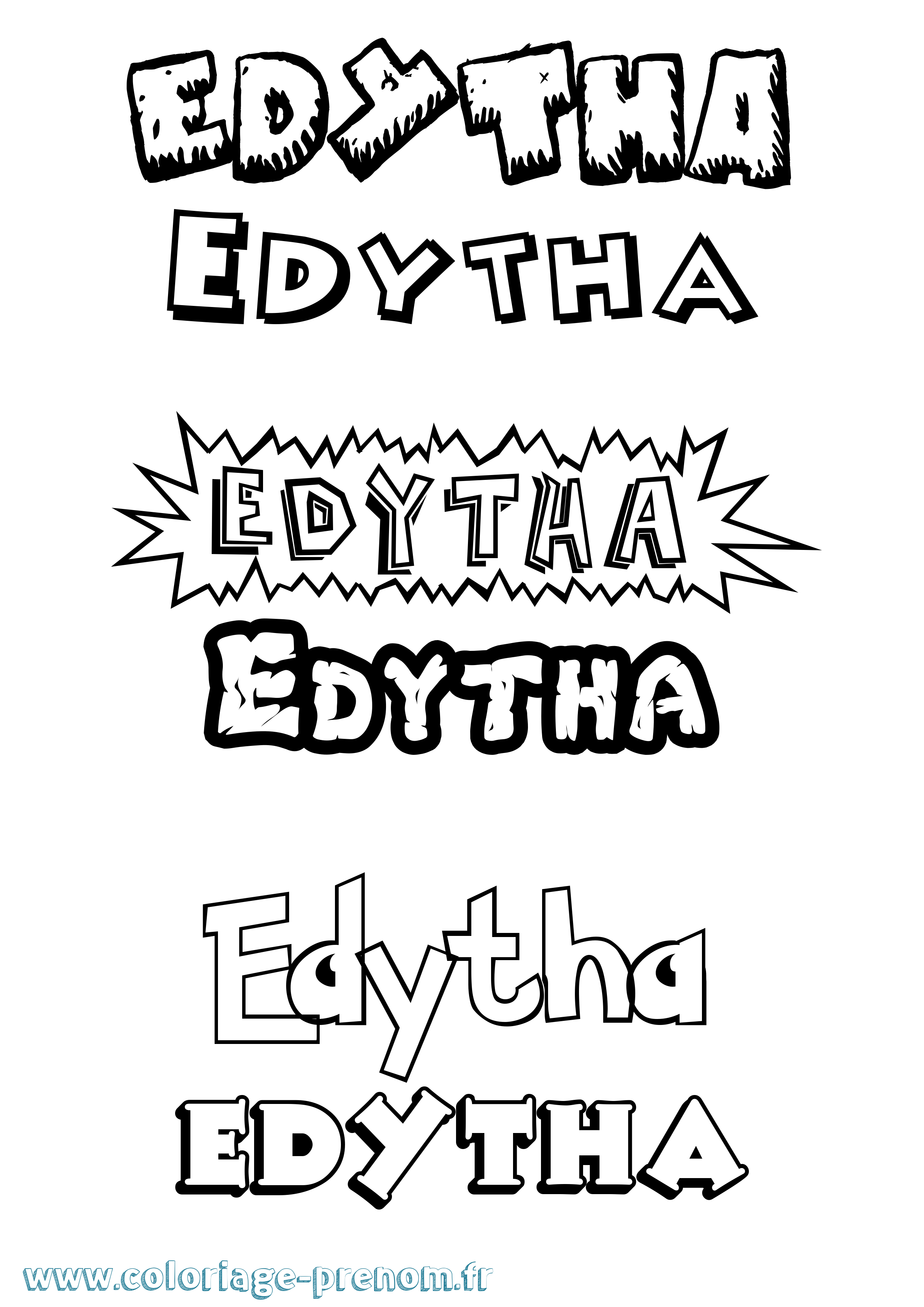 Coloriage prénom Edytha Dessin Animé