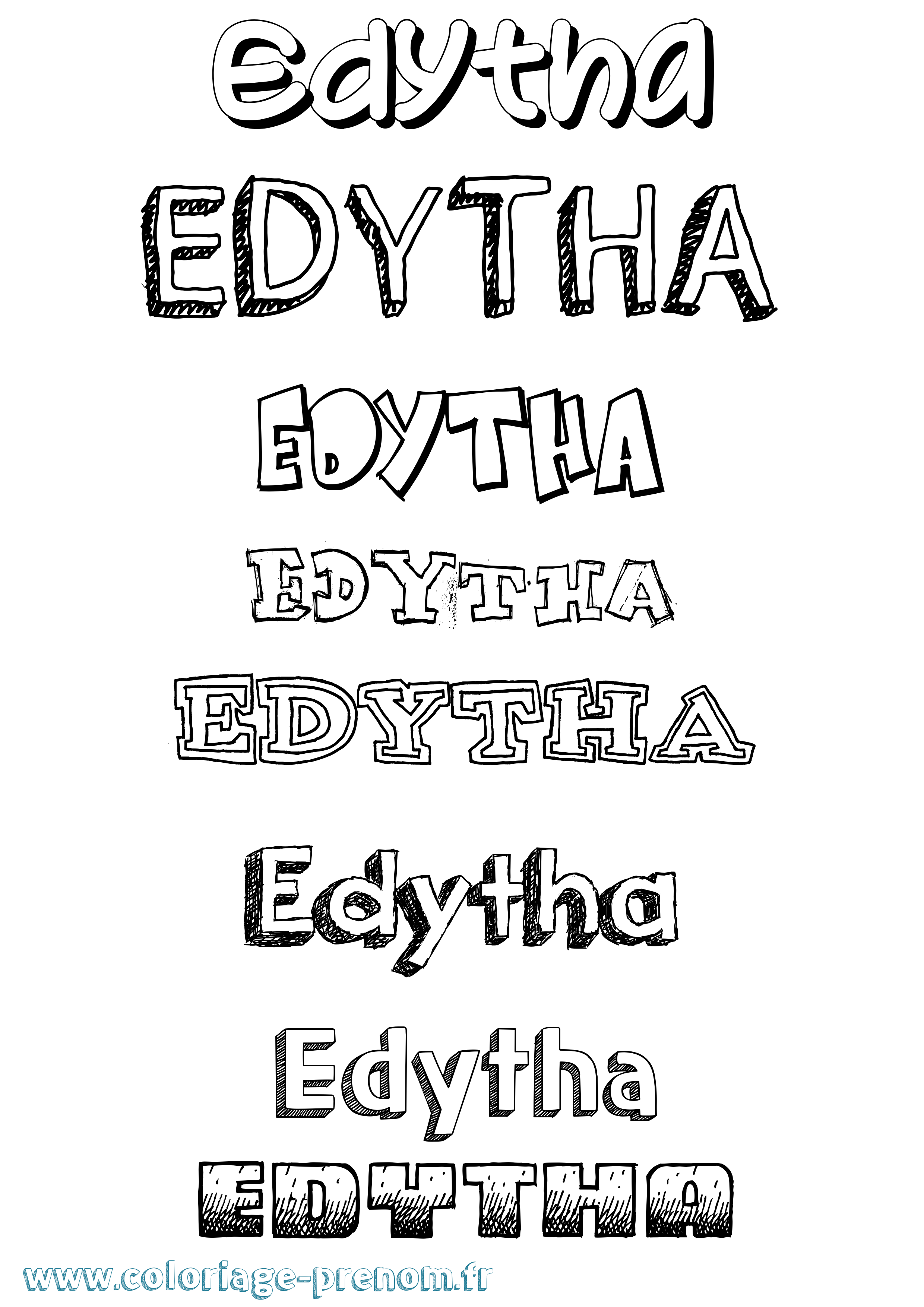 Coloriage prénom Edytha Dessiné