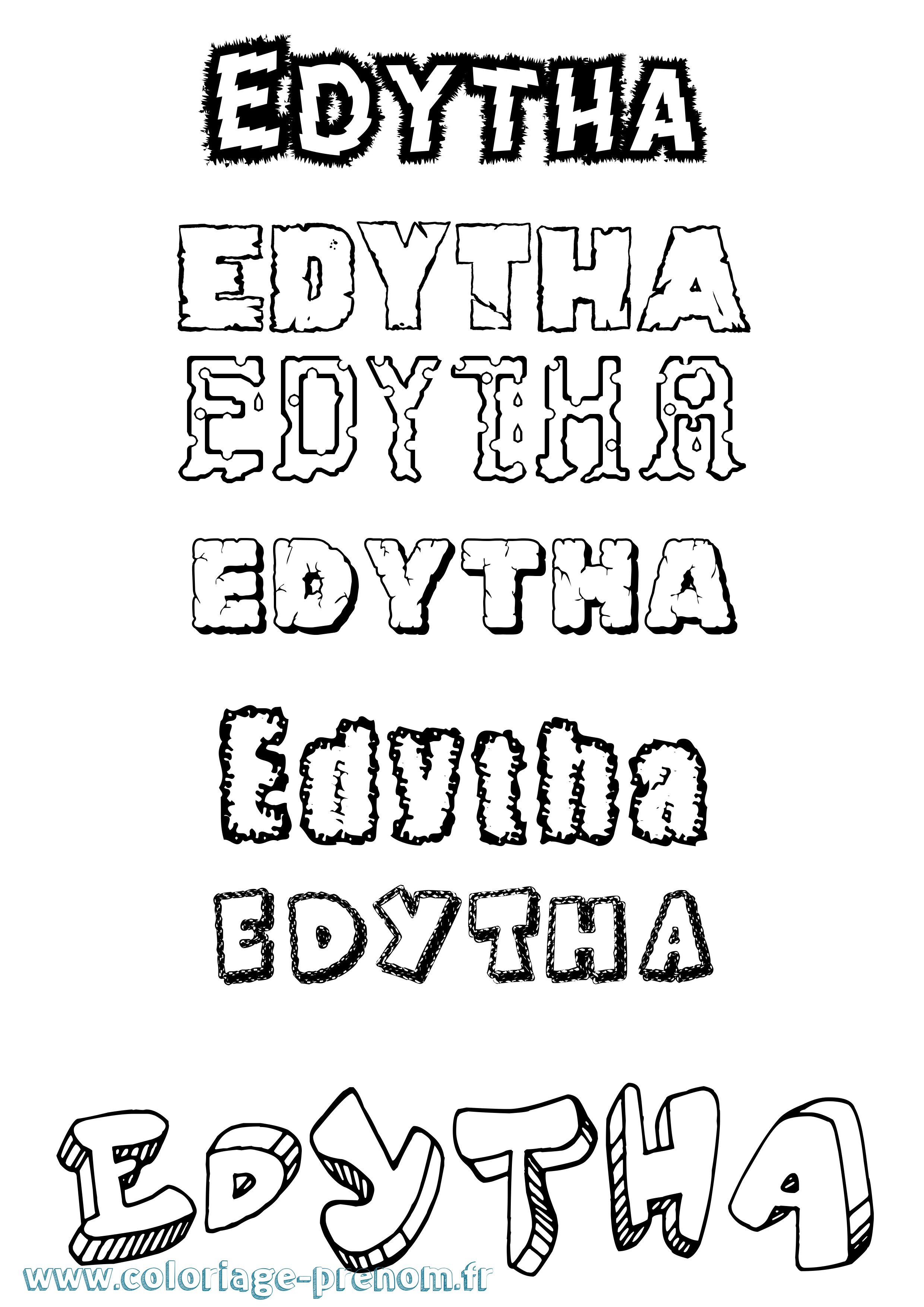 Coloriage prénom Edytha Destructuré