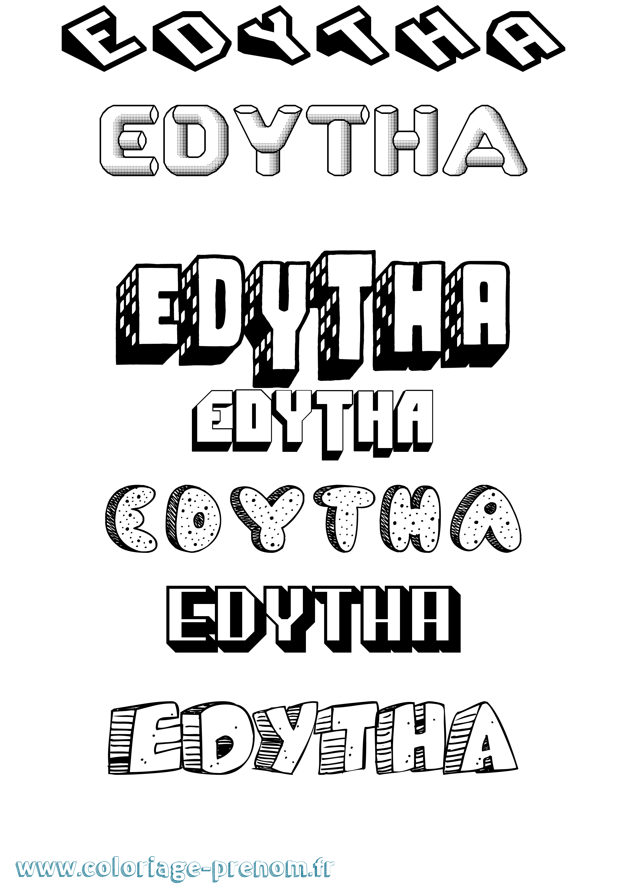 Coloriage prénom Edytha Effet 3D