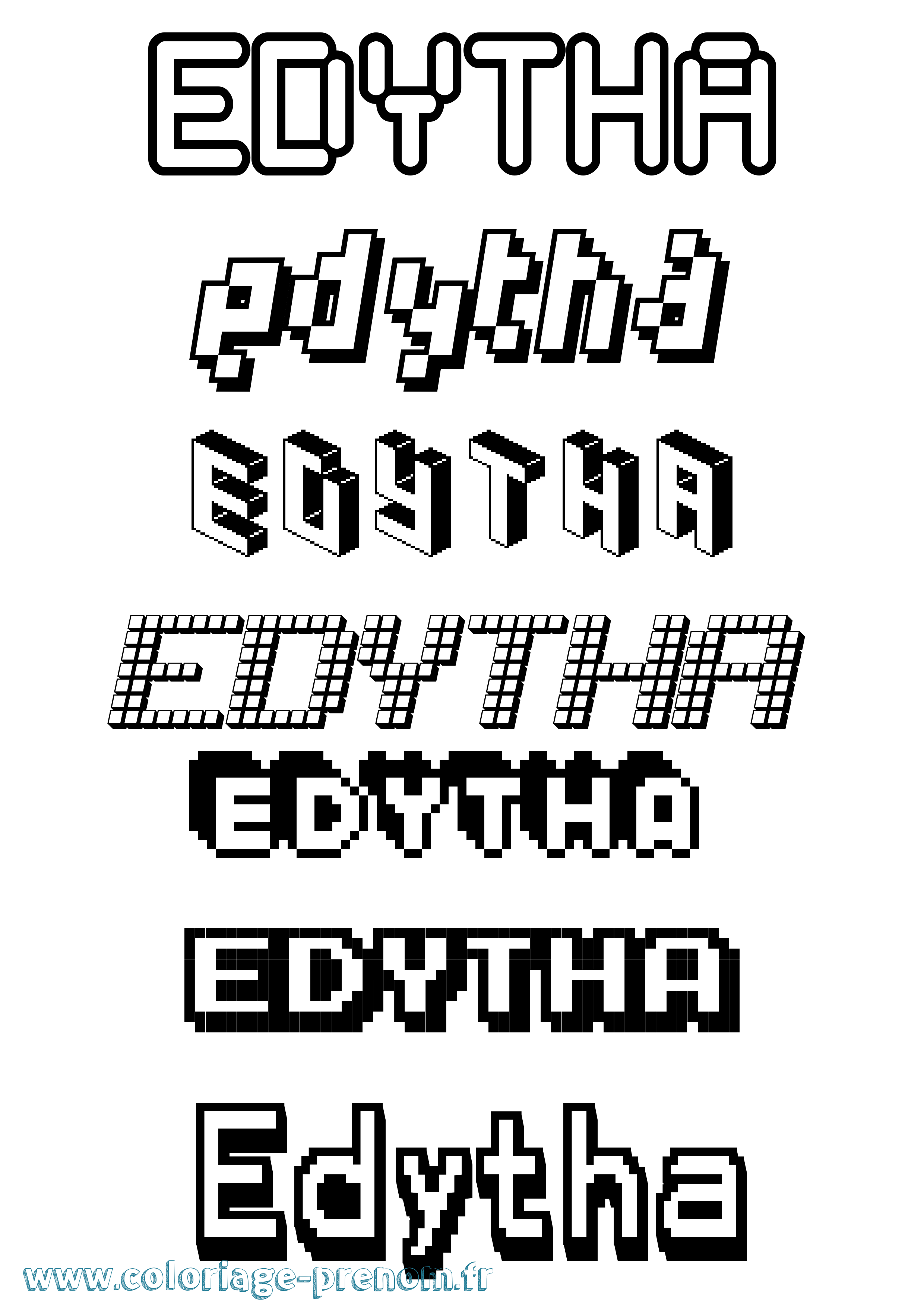Coloriage prénom Edytha Pixel