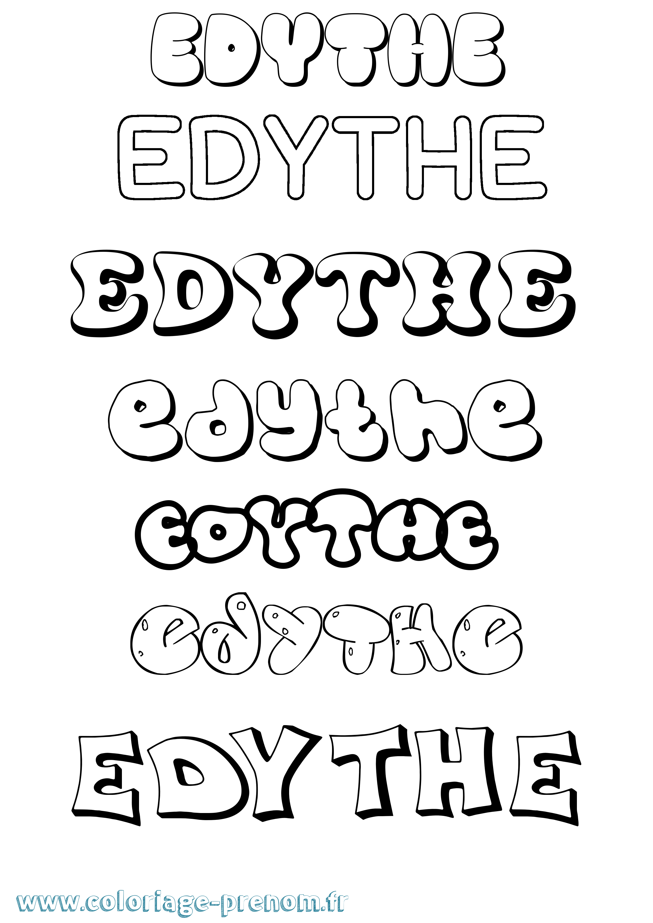 Coloriage Edythe Bubble Coloriage prénom Edythe Bubble