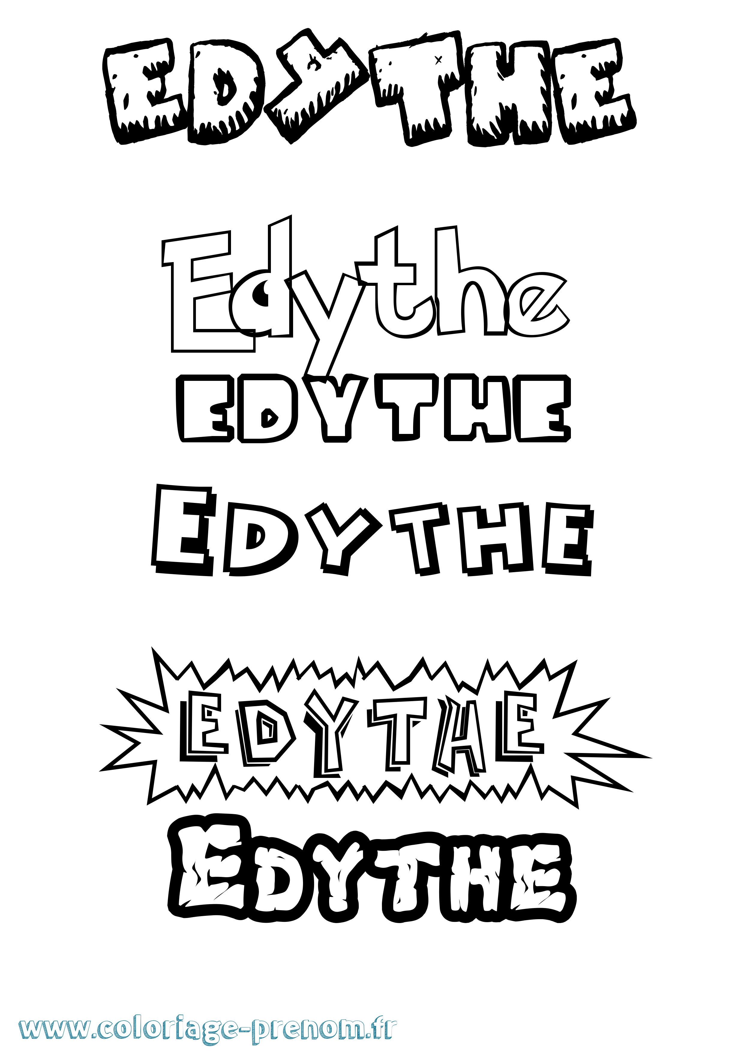 Coloriage Edythe Dessin Animé Coloriage prénom Edythe Dessin Animé
