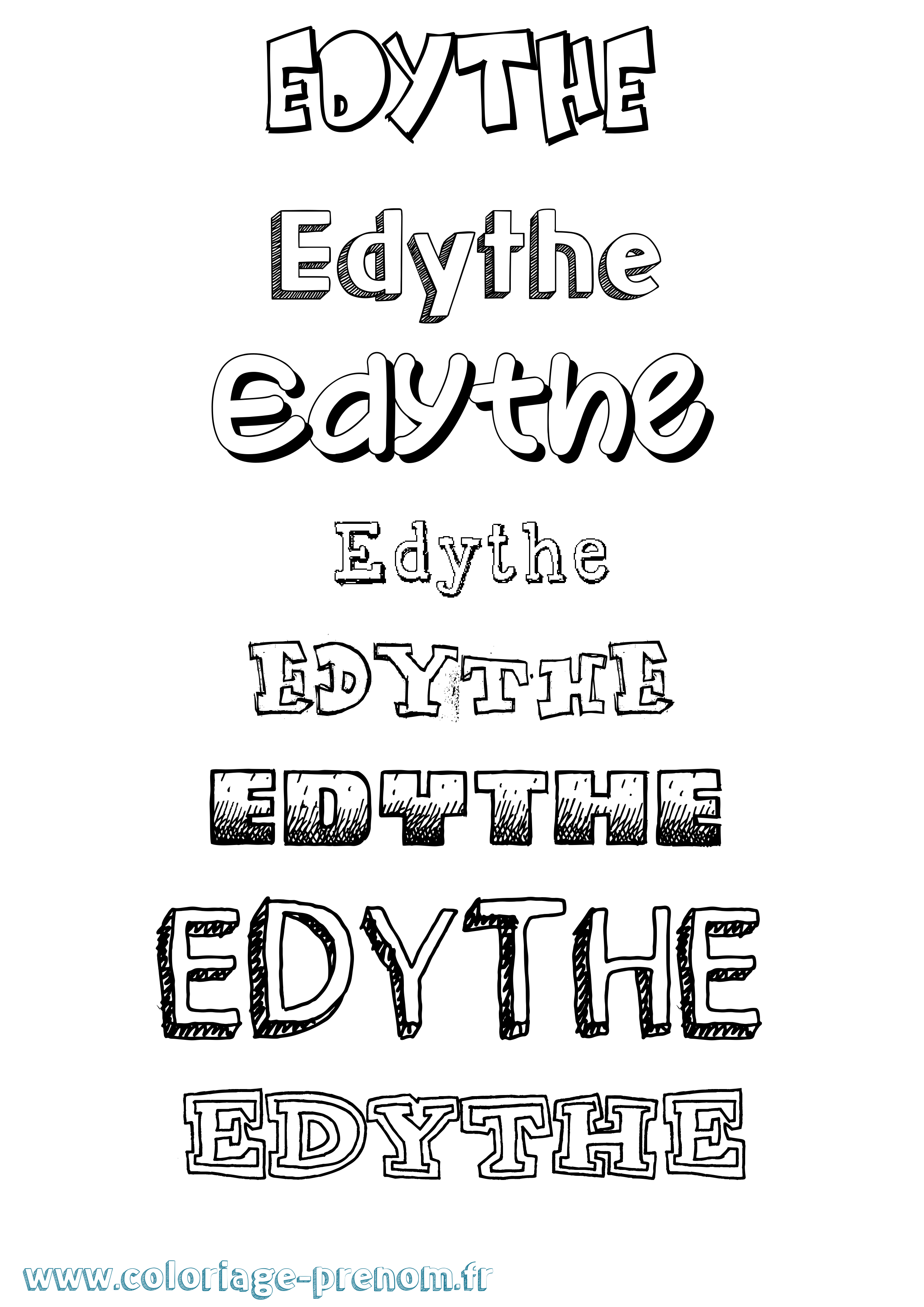 Coloriage Edythe Dessiné Coloriage prénom Edythe Dessiné