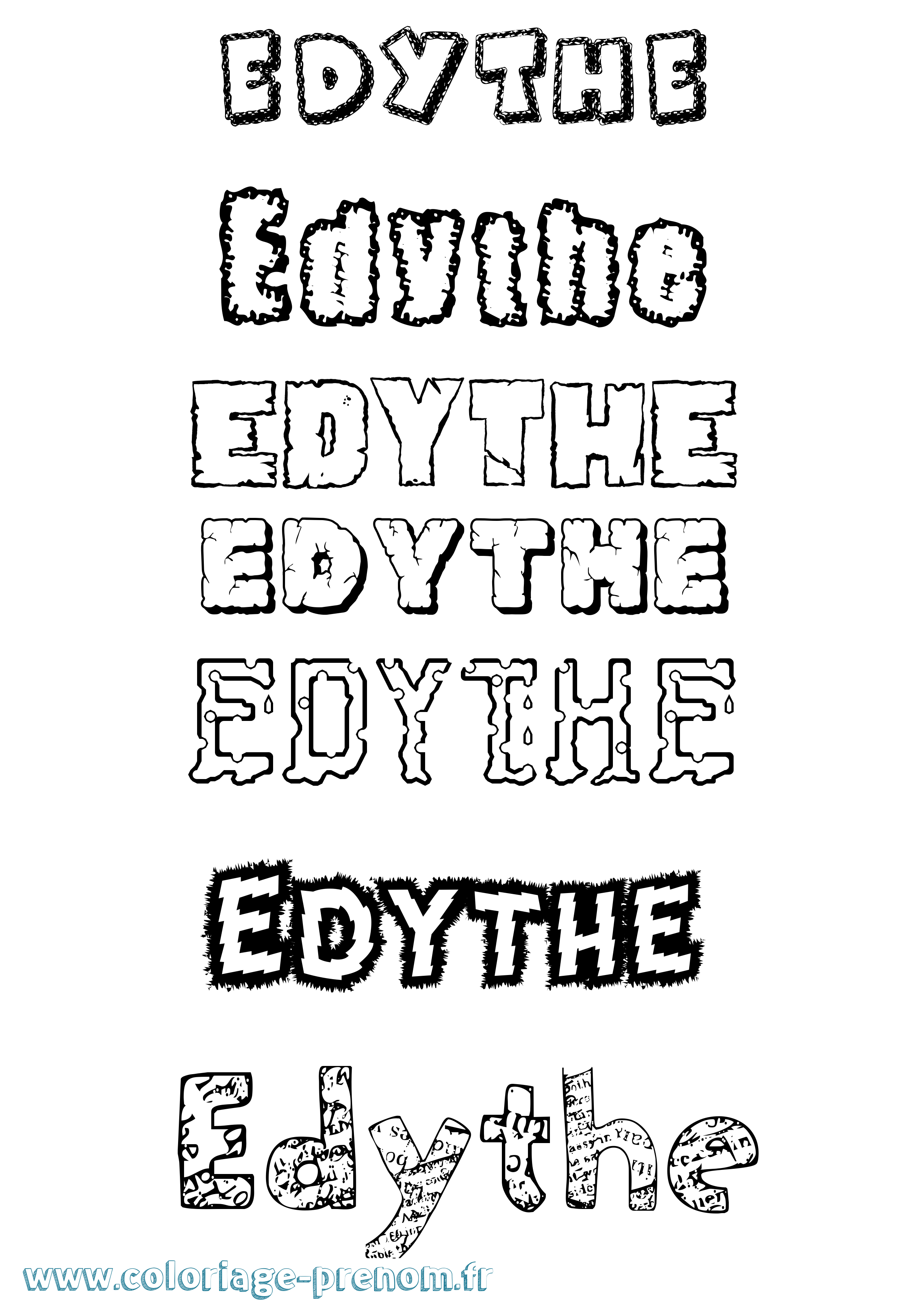 Coloriage Edythe Destructuré Coloriage prénom Edythe Destructuré