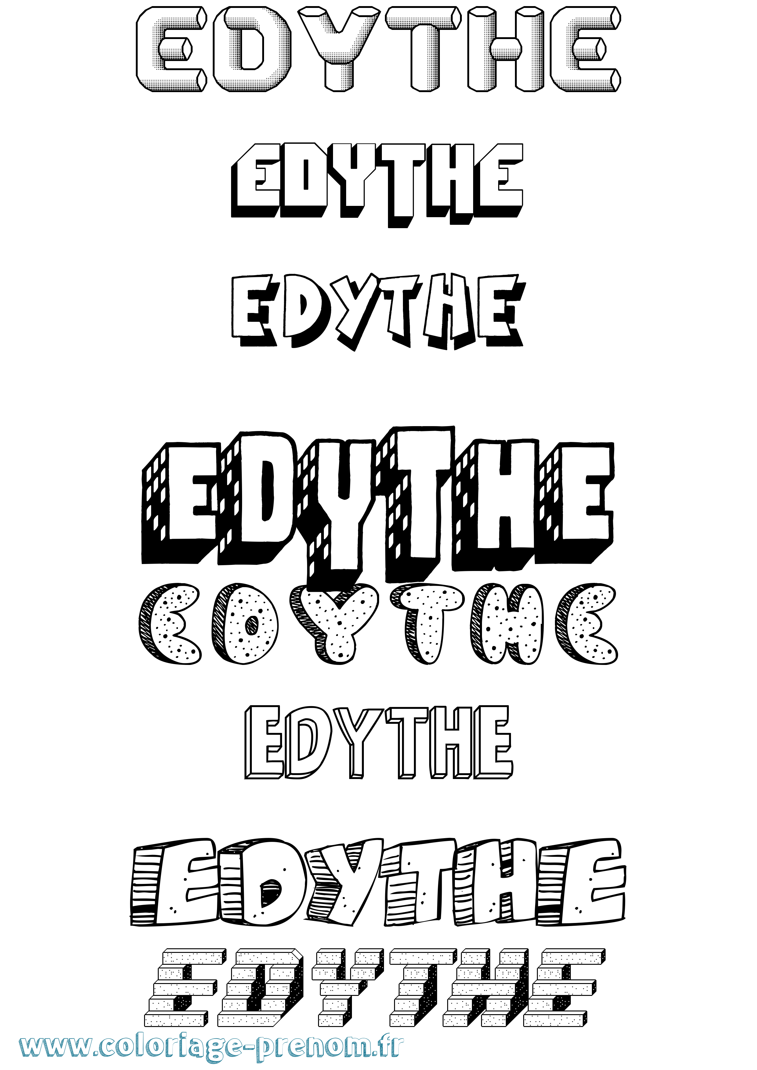 Coloriage prénom Edythe Effet 3D