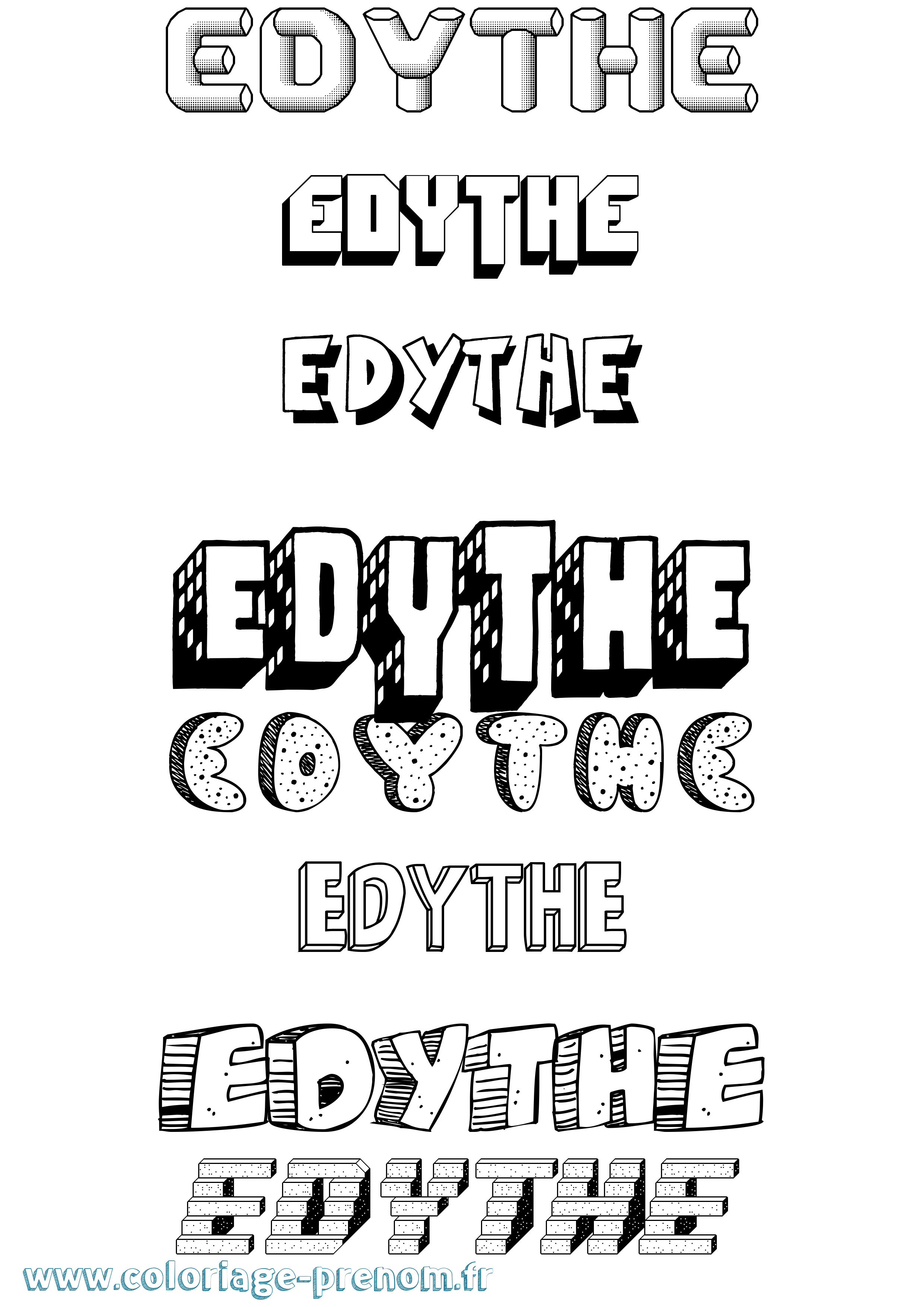 Coloriage Edythe Effet 3D Coloriage prénom Edythe Effet 3D