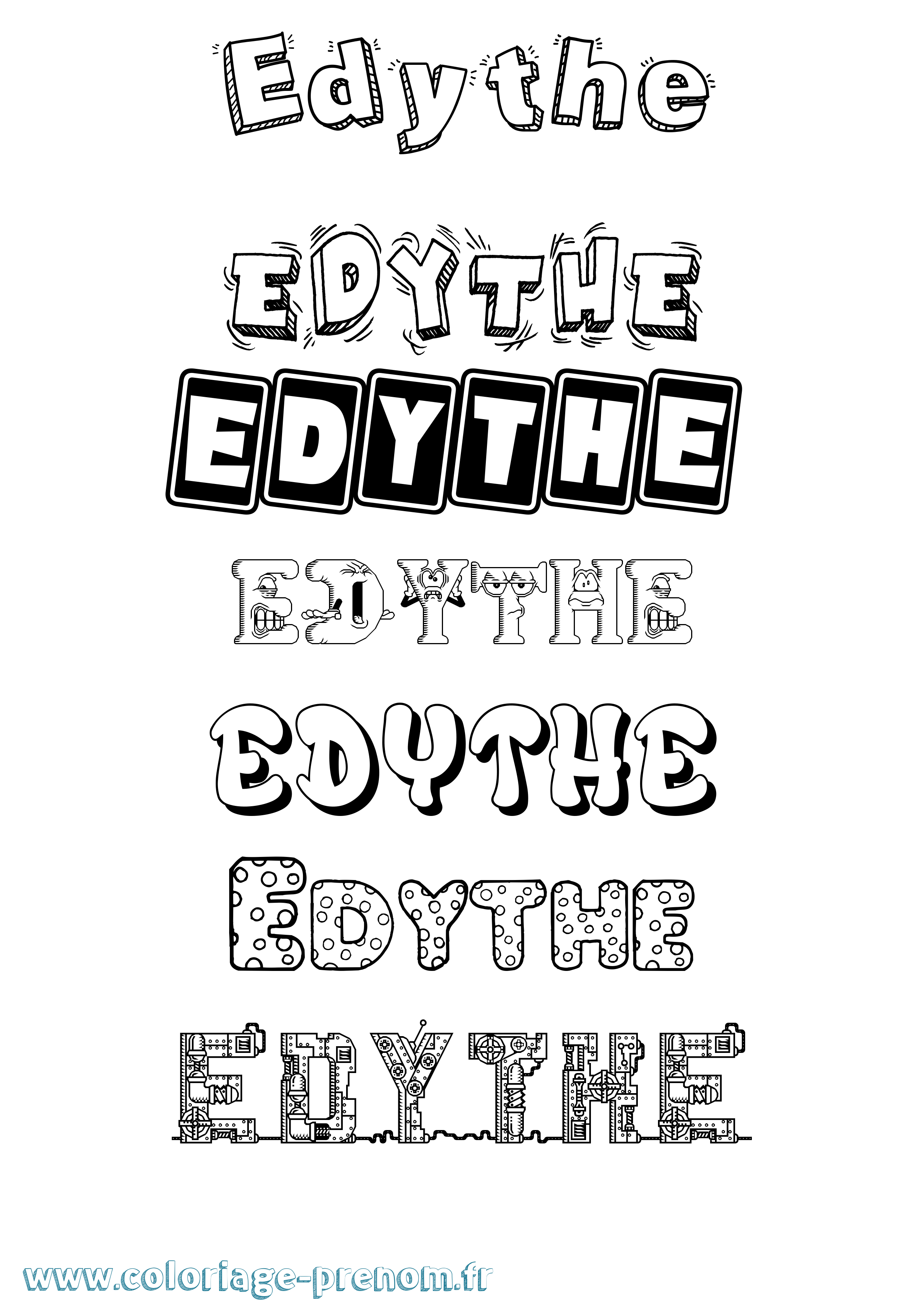 Coloriage prénom Edythe Fun