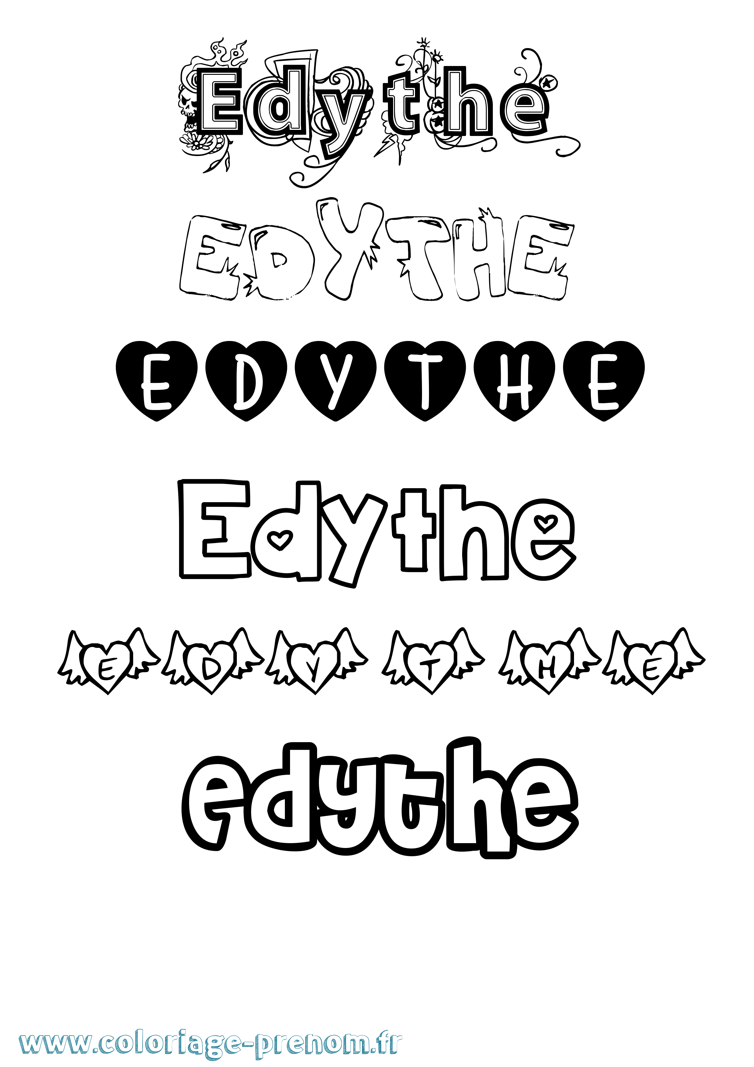Coloriage Edythe Girly Coloriage prénom Edythe Girly