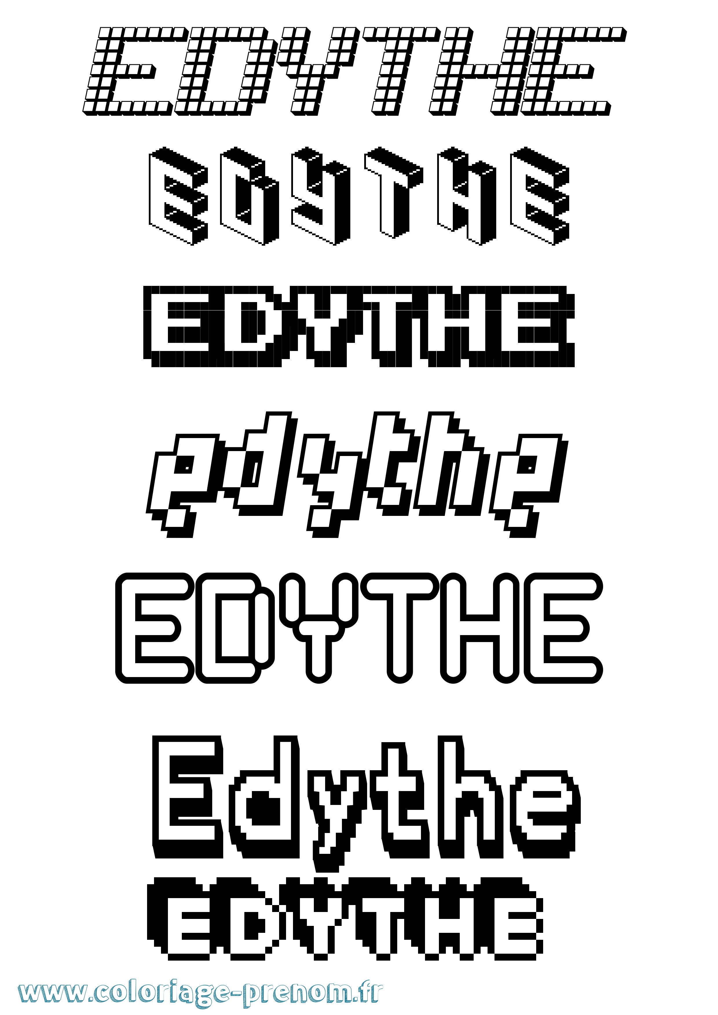 Coloriage prénom Edythe Pixel
