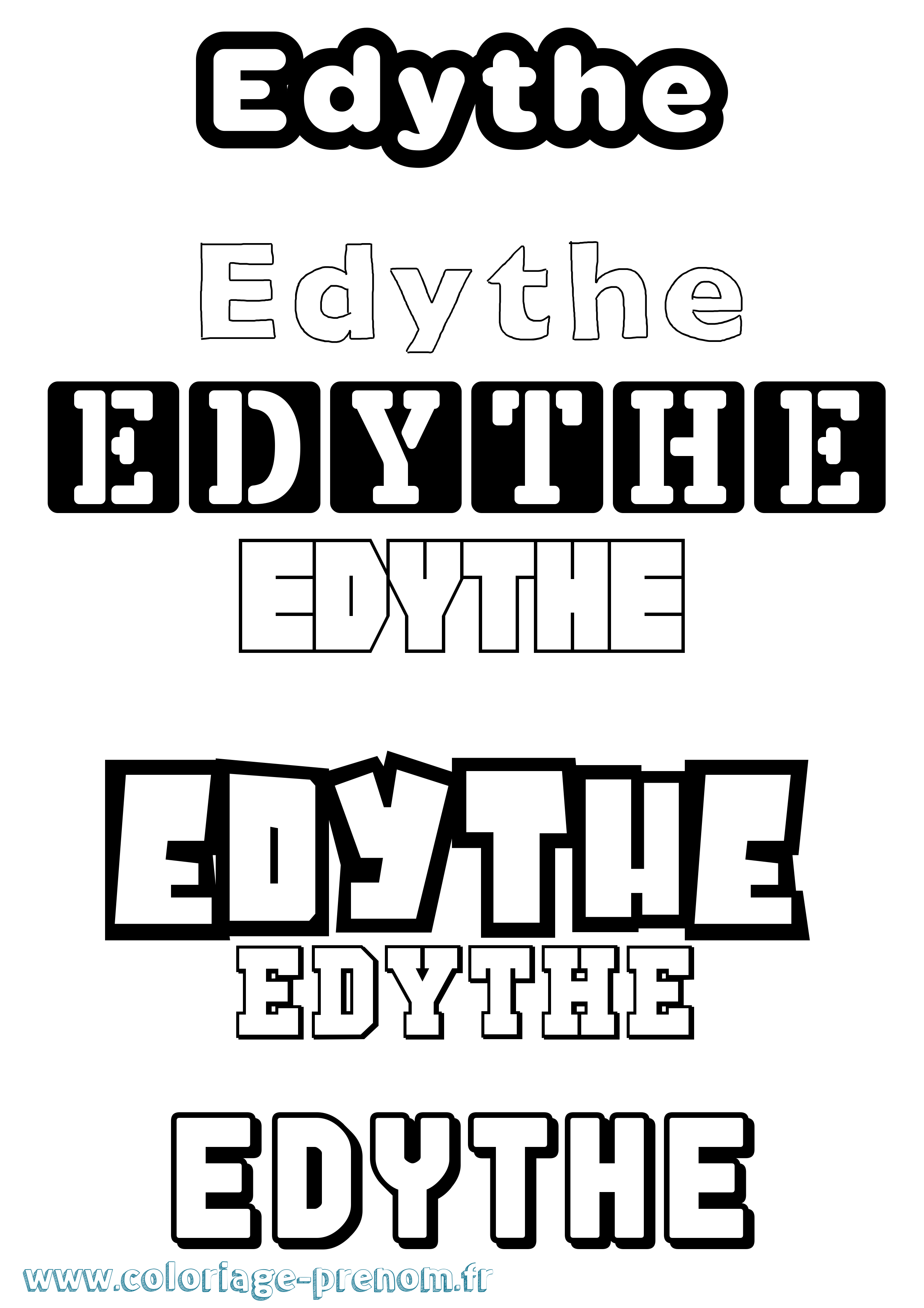 Coloriage Edythe Simple Coloriage prénom Edythe Simple