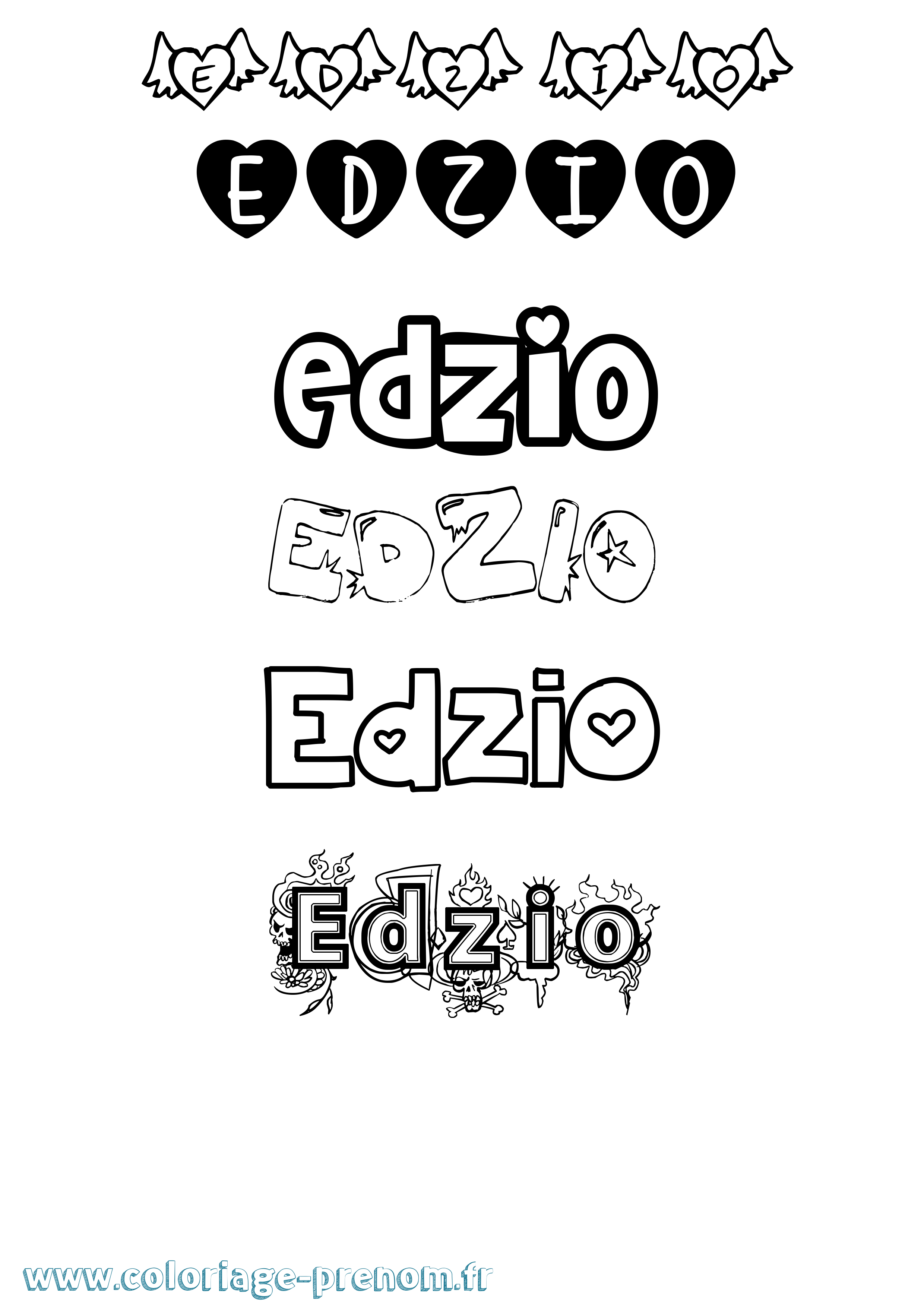 Coloriage prénom Edzio Girly
