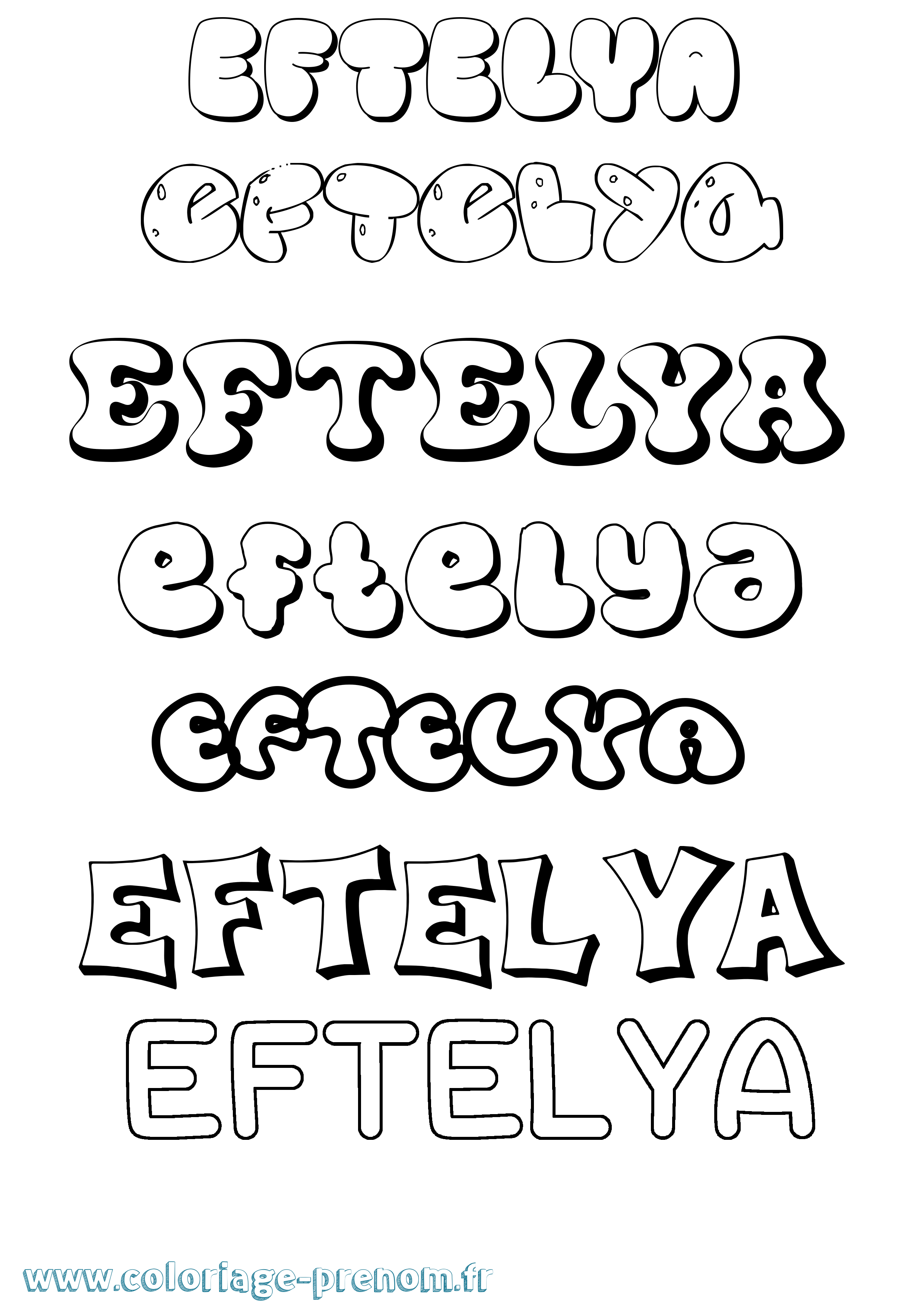 Coloriage prénom Eftelya Bubble