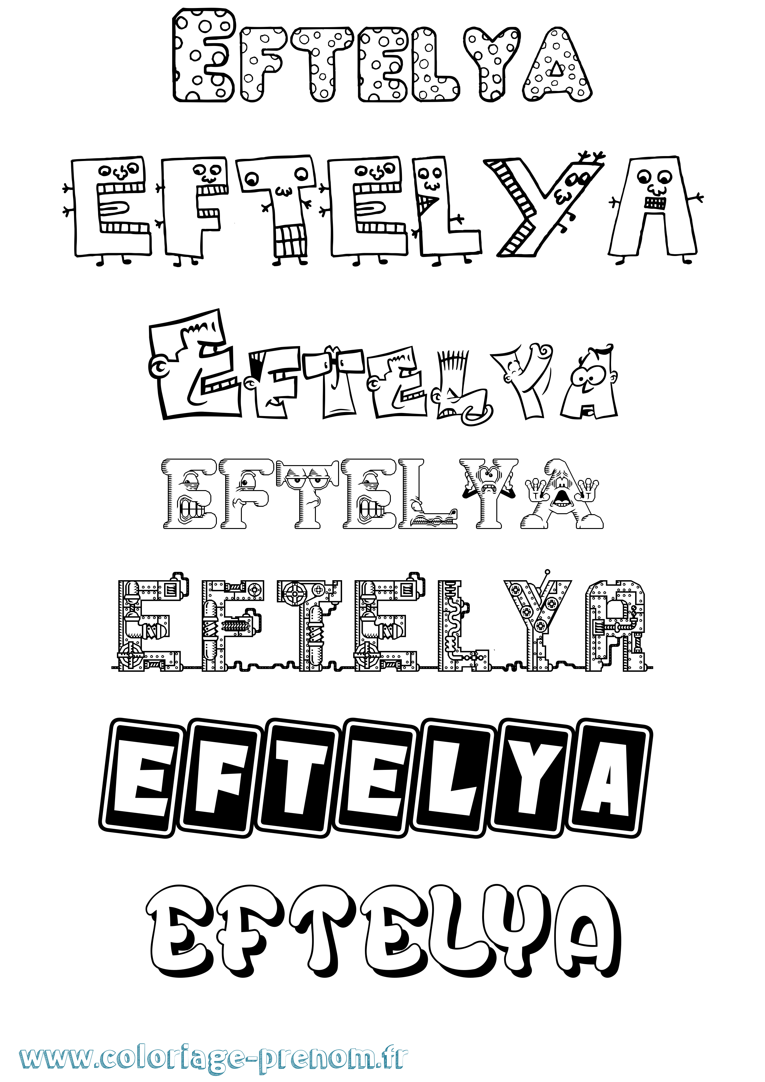 Coloriage prénom Eftelya Fun