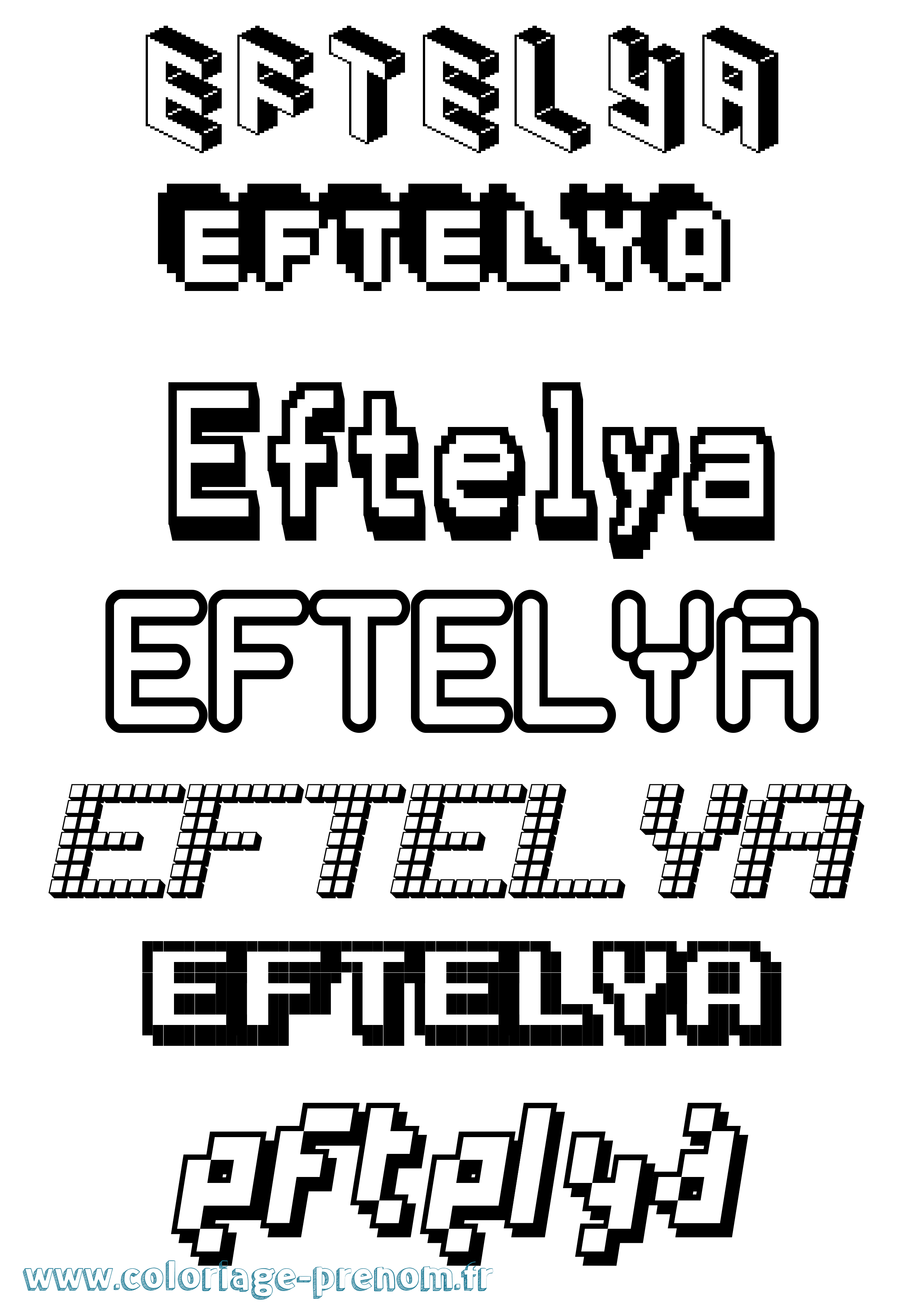 Coloriage prénom Eftelya Pixel