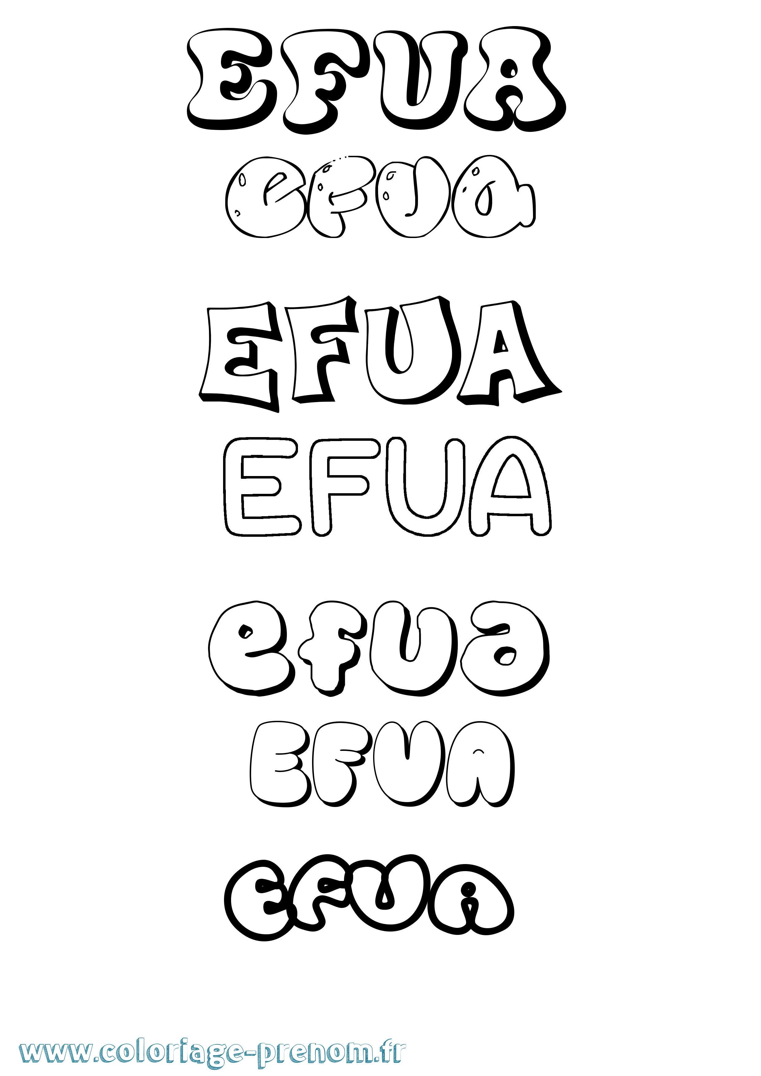 Coloriage prénom Efua Bubble