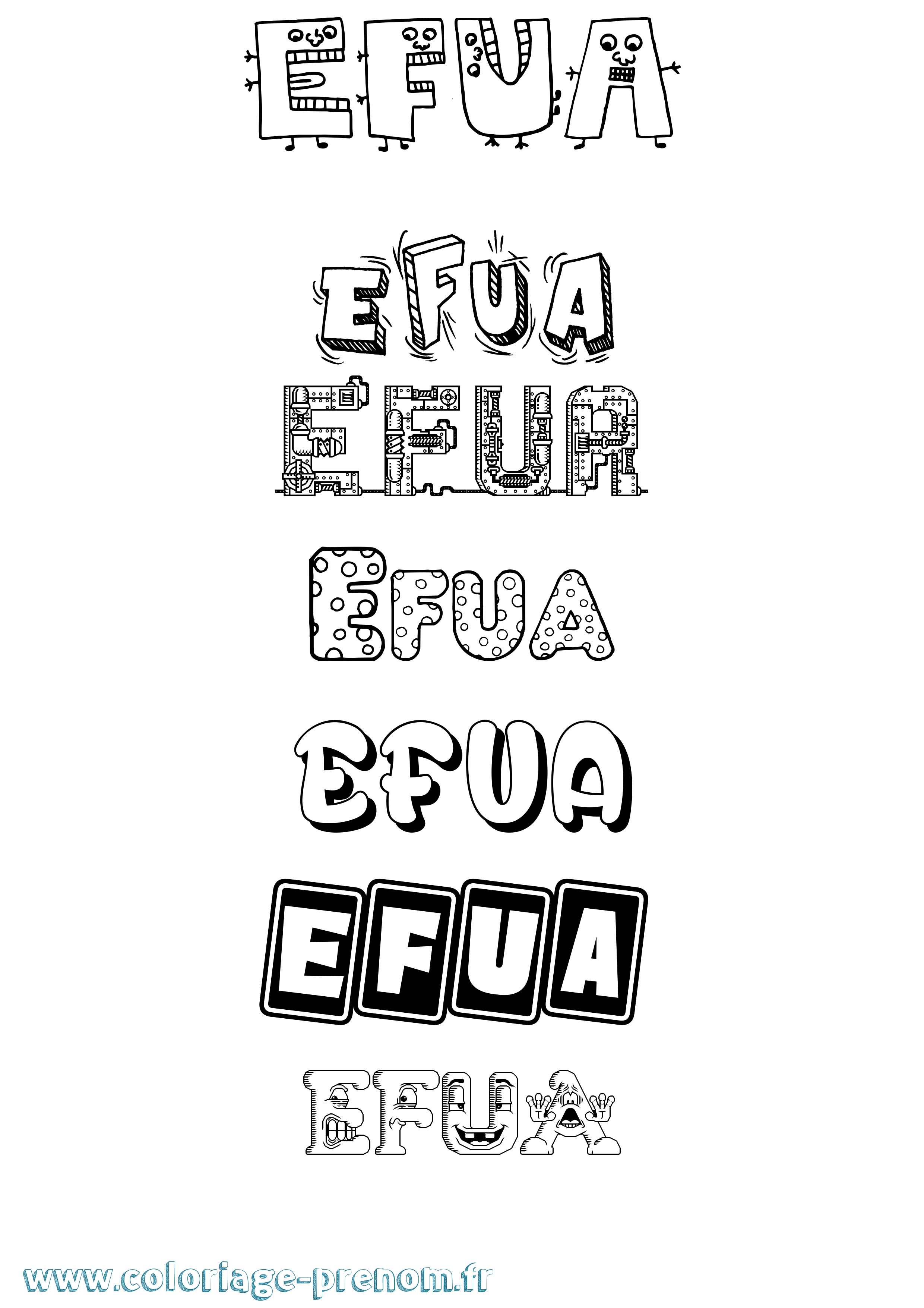 Coloriage prénom Efua Fun