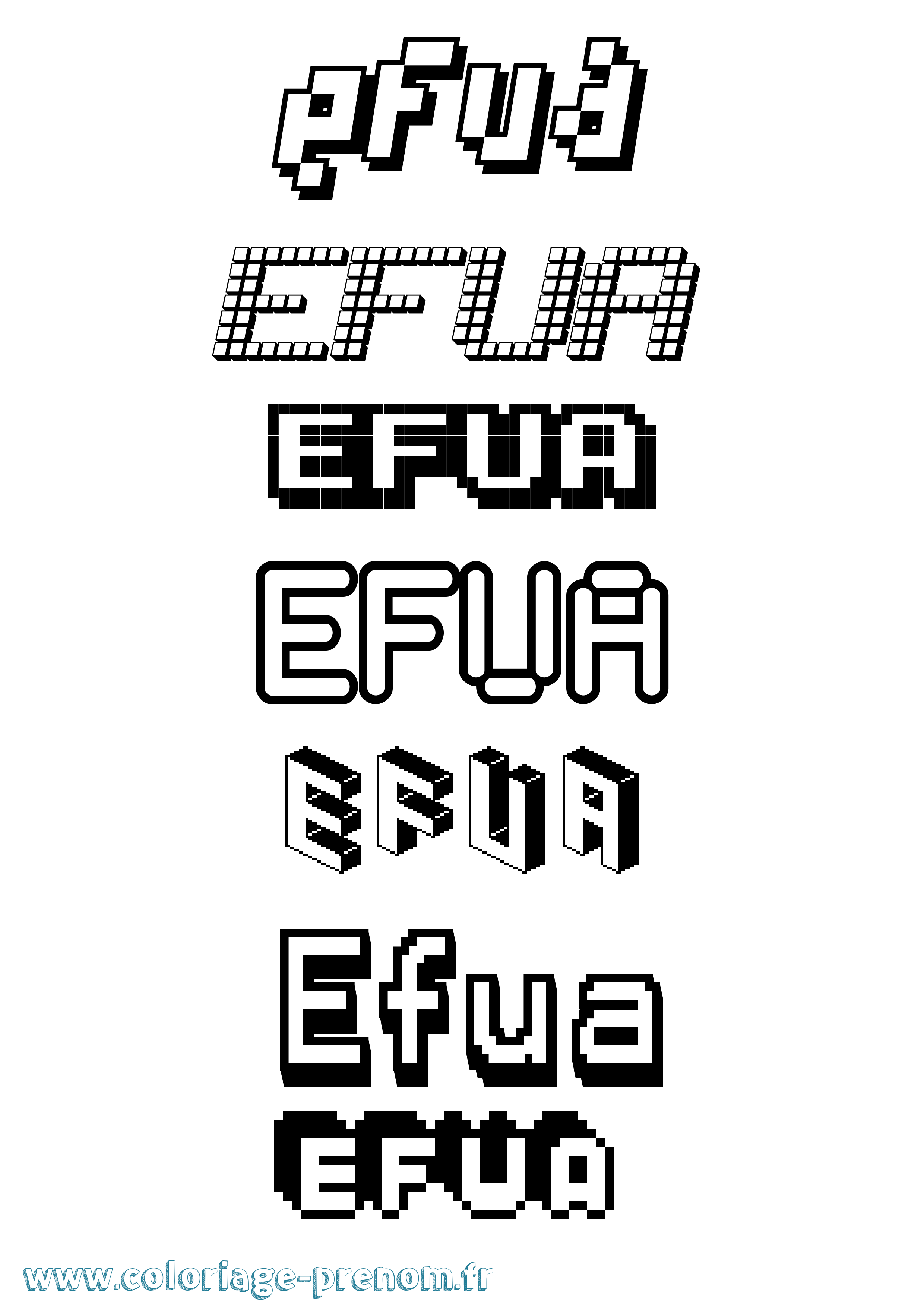 Coloriage prénom Efua Pixel
