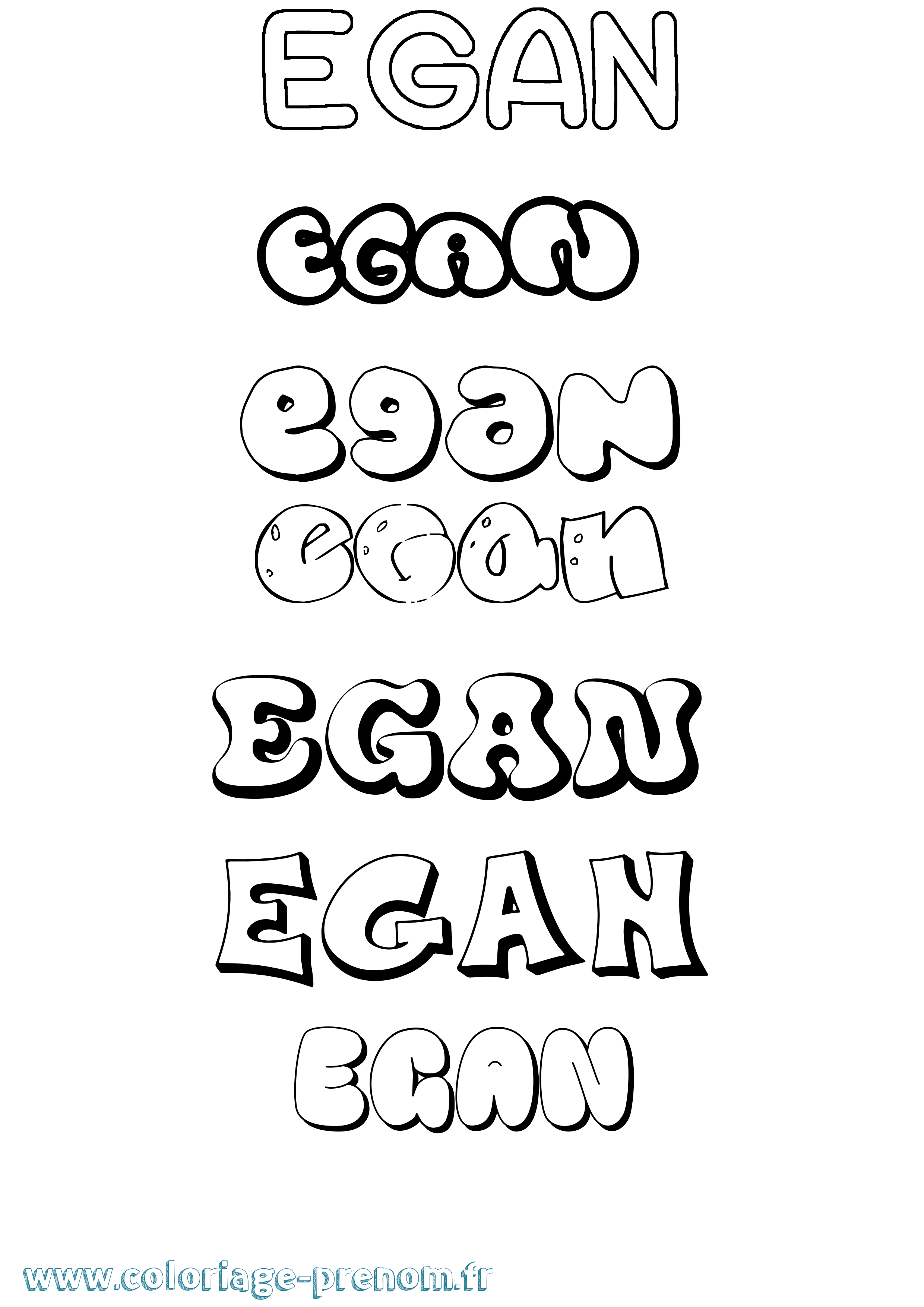 Coloriage prénom Egan Bubble