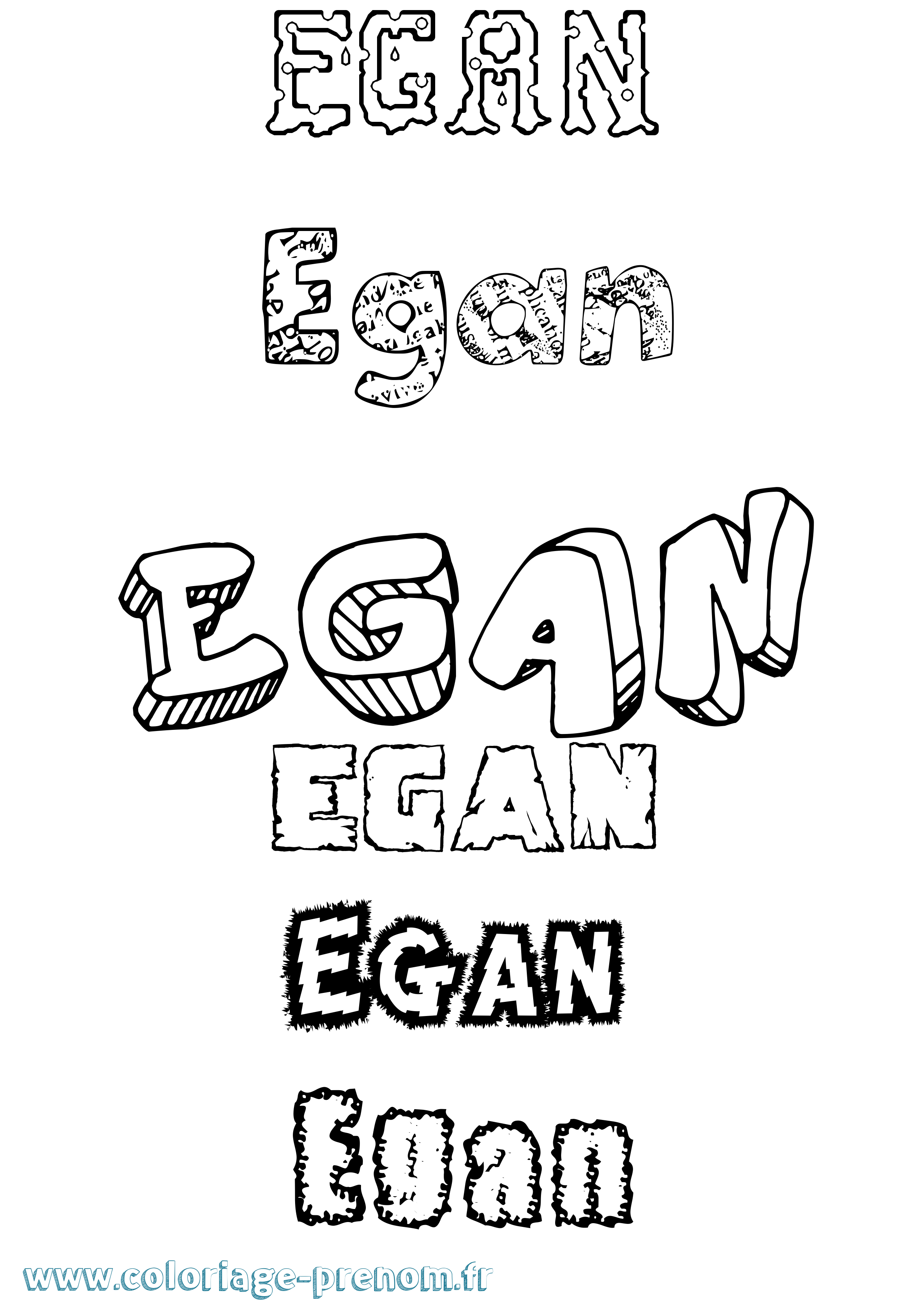 Coloriage prénom Egan Destructuré