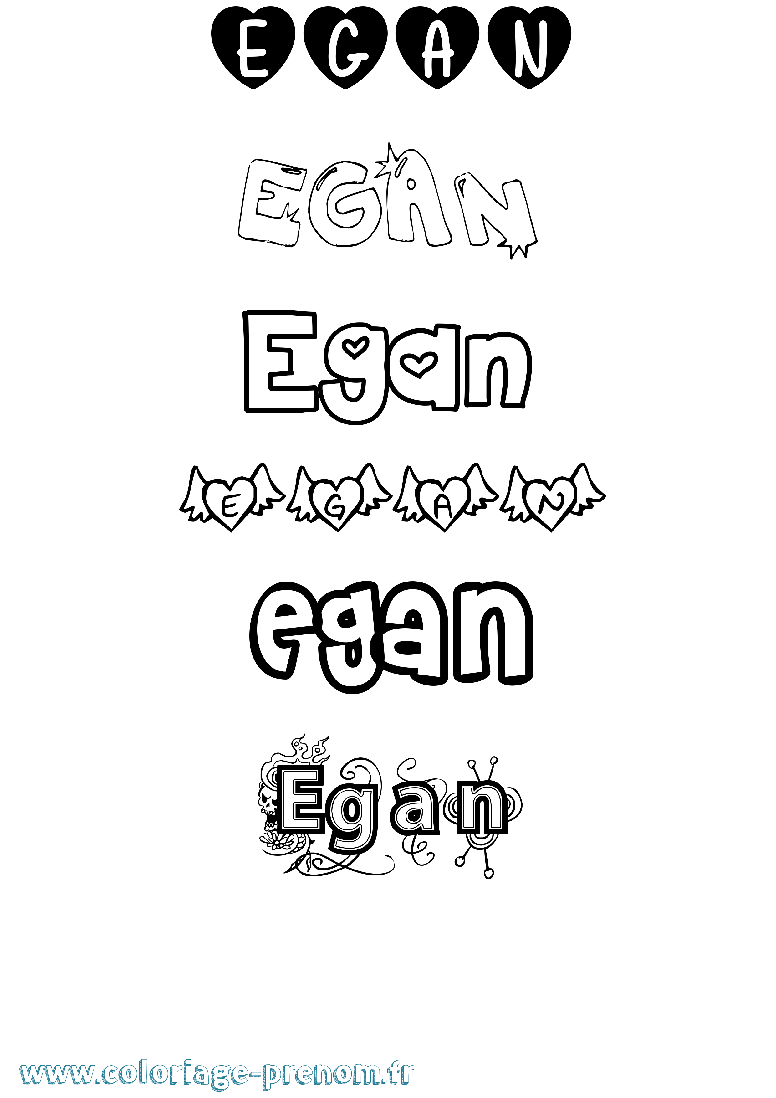 Coloriage prénom Egan Girly