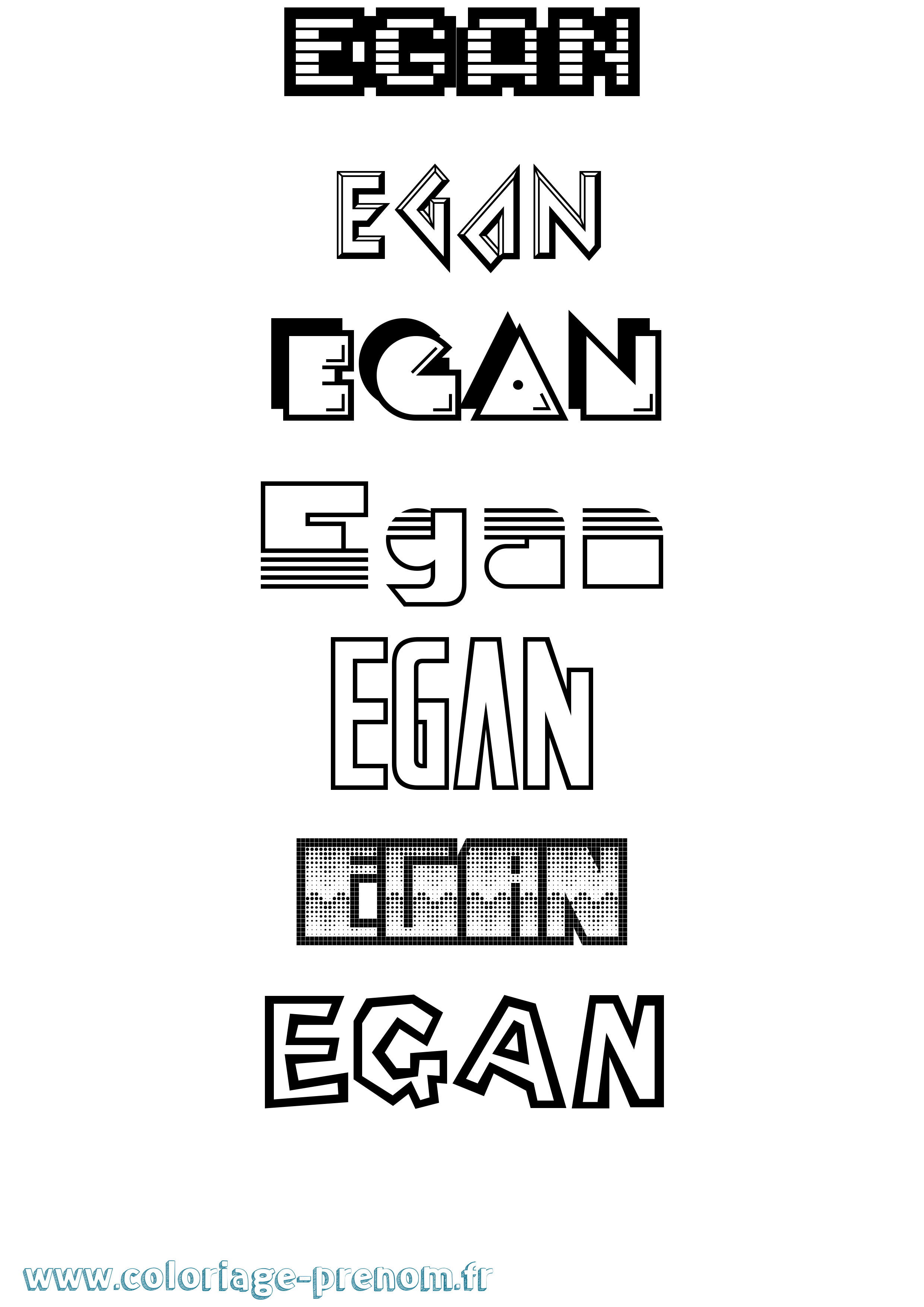 Coloriage prénom Egan Jeux Vidéos