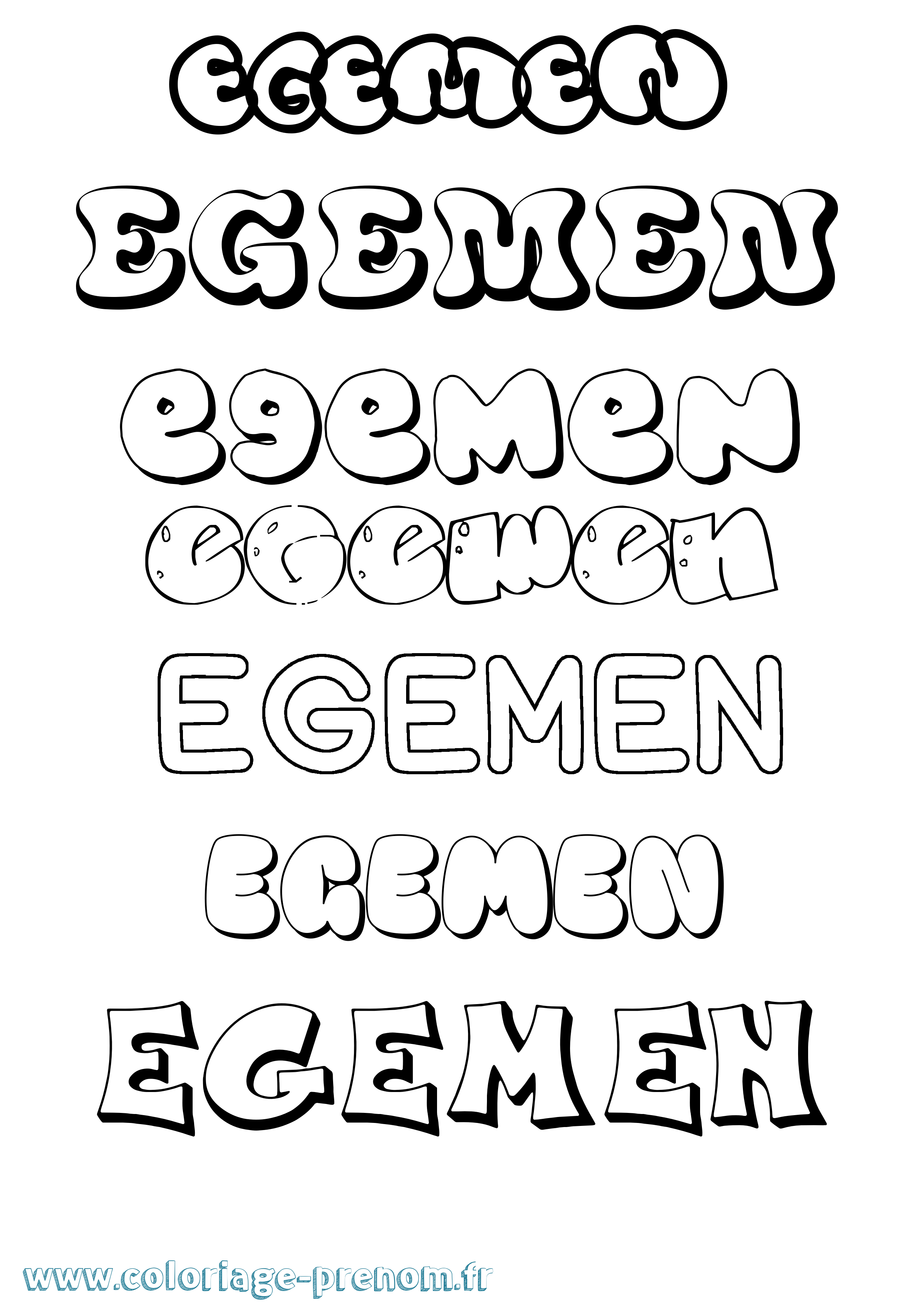 Coloriage prénom Egemen Bubble