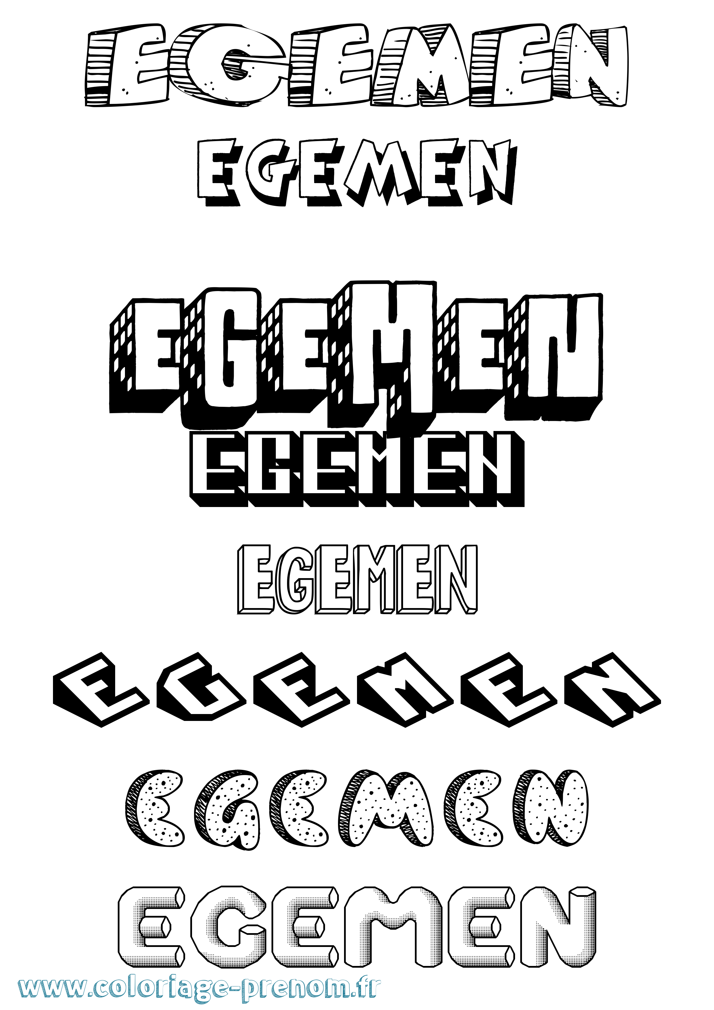 Coloriage prénom Egemen Effet 3D