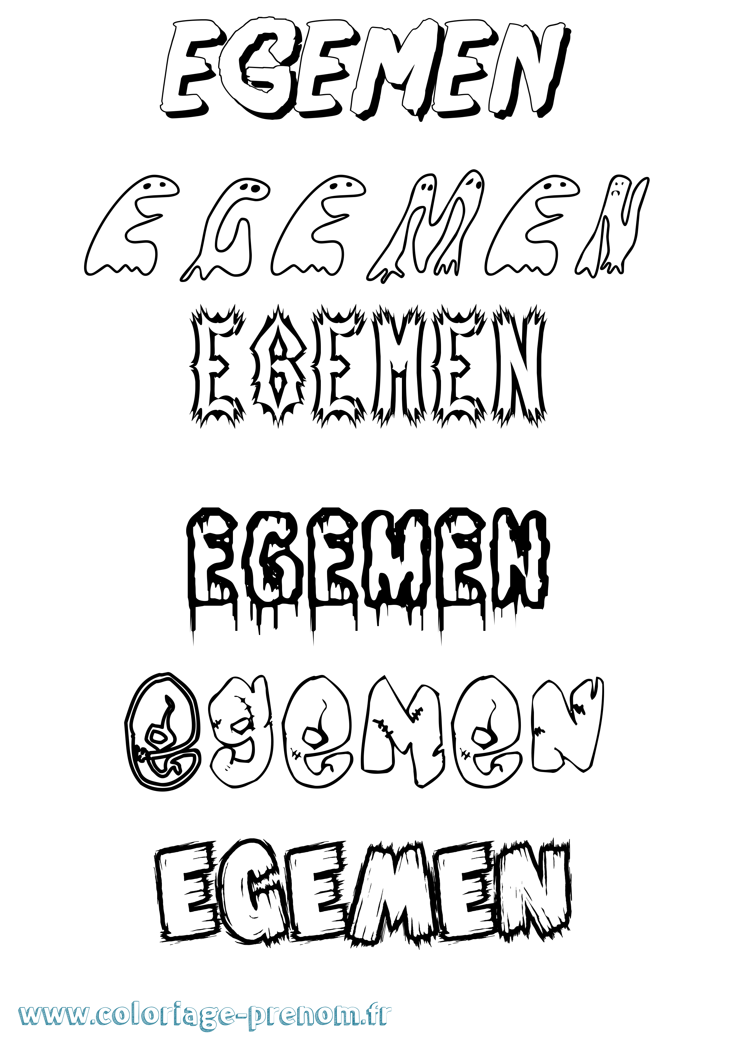 Coloriage prénom Egemen Frisson