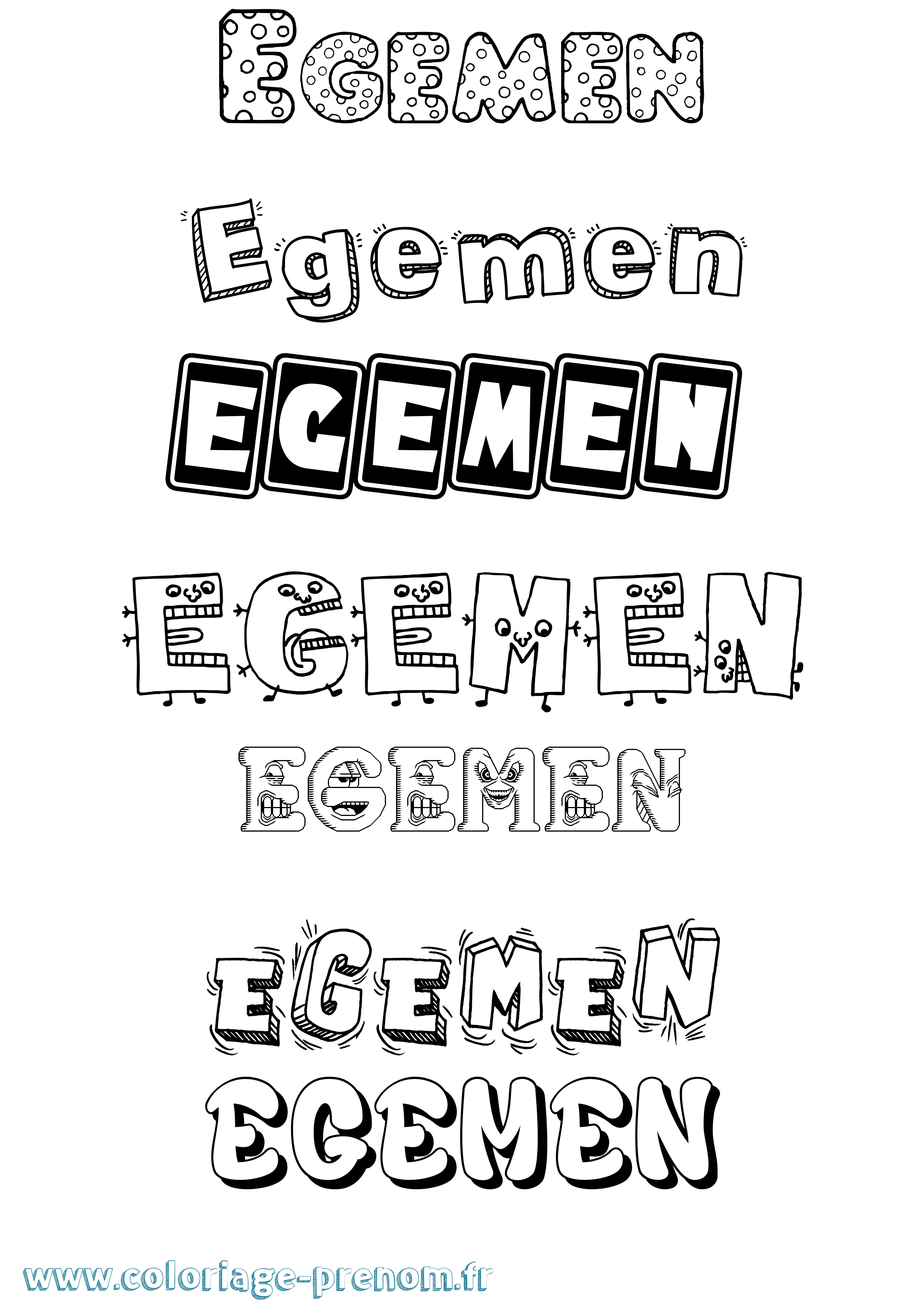 Coloriage prénom Egemen Fun