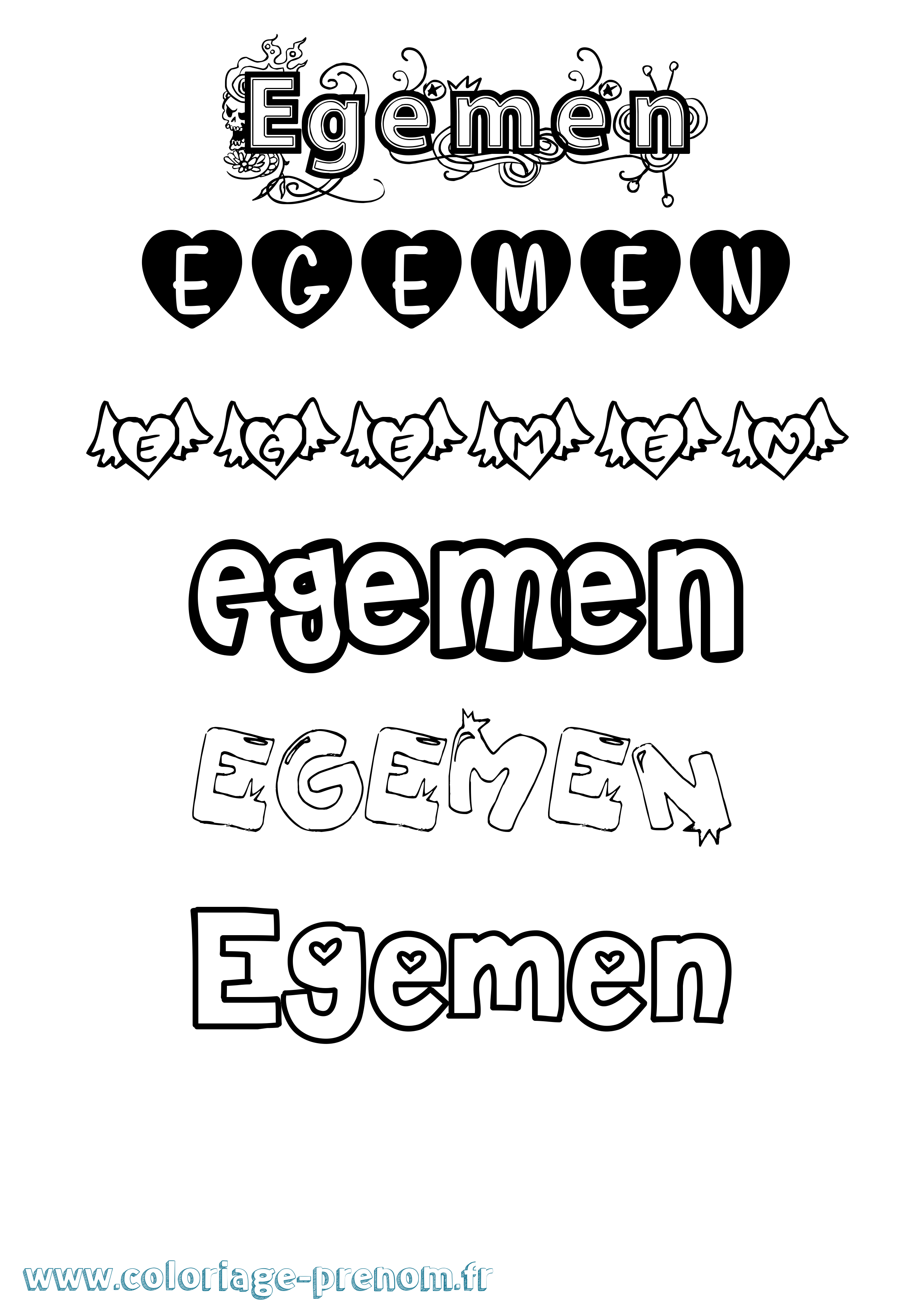 Coloriage prénom Egemen Girly