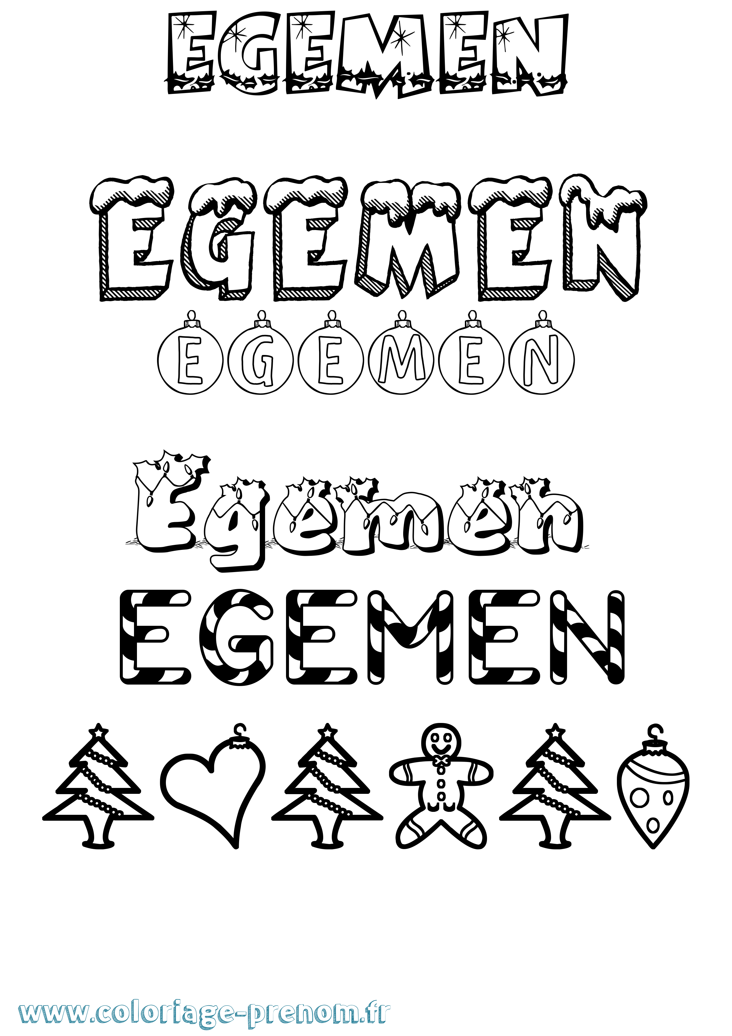 Coloriage prénom Egemen Noël