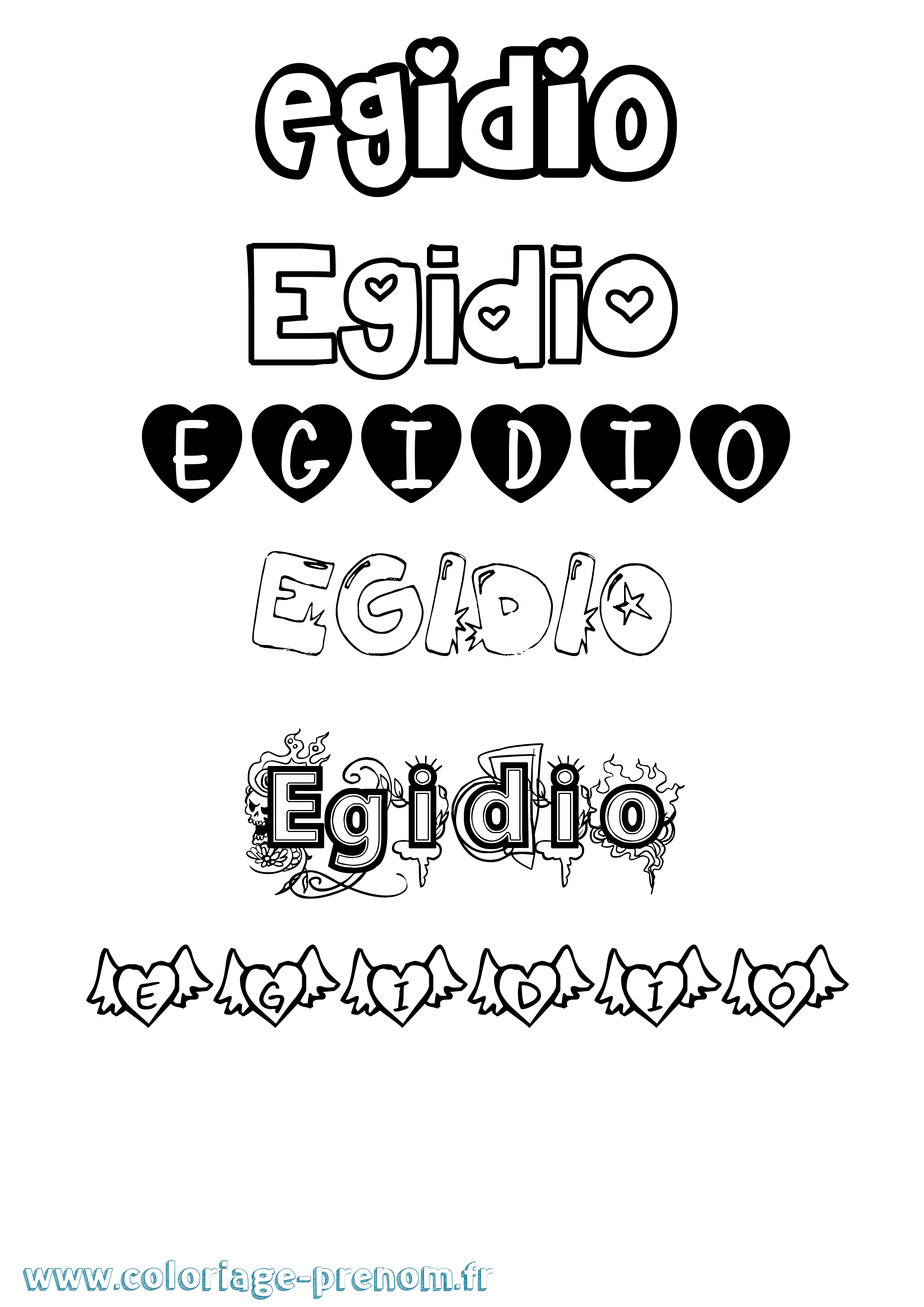 Coloriage prénom Egidio Girly