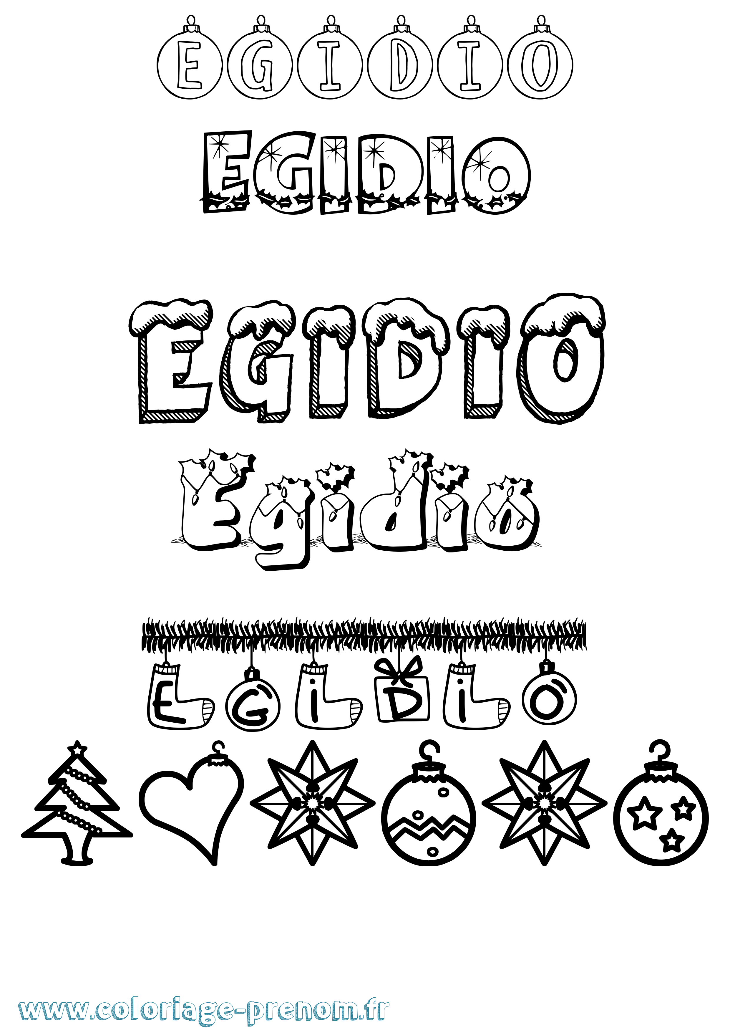 Coloriage prénom Egidio Noël