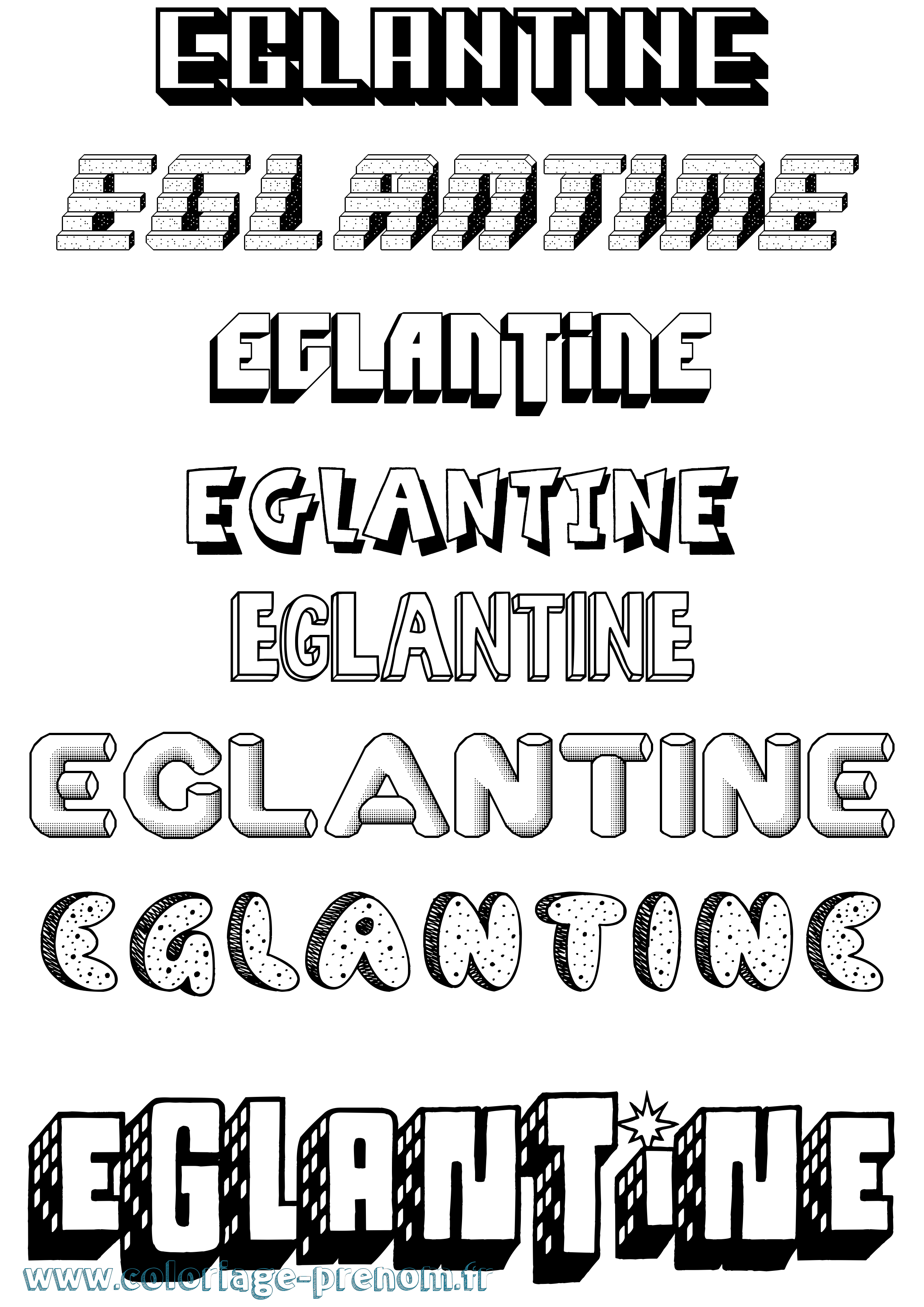 Coloriage prénom Eglantine