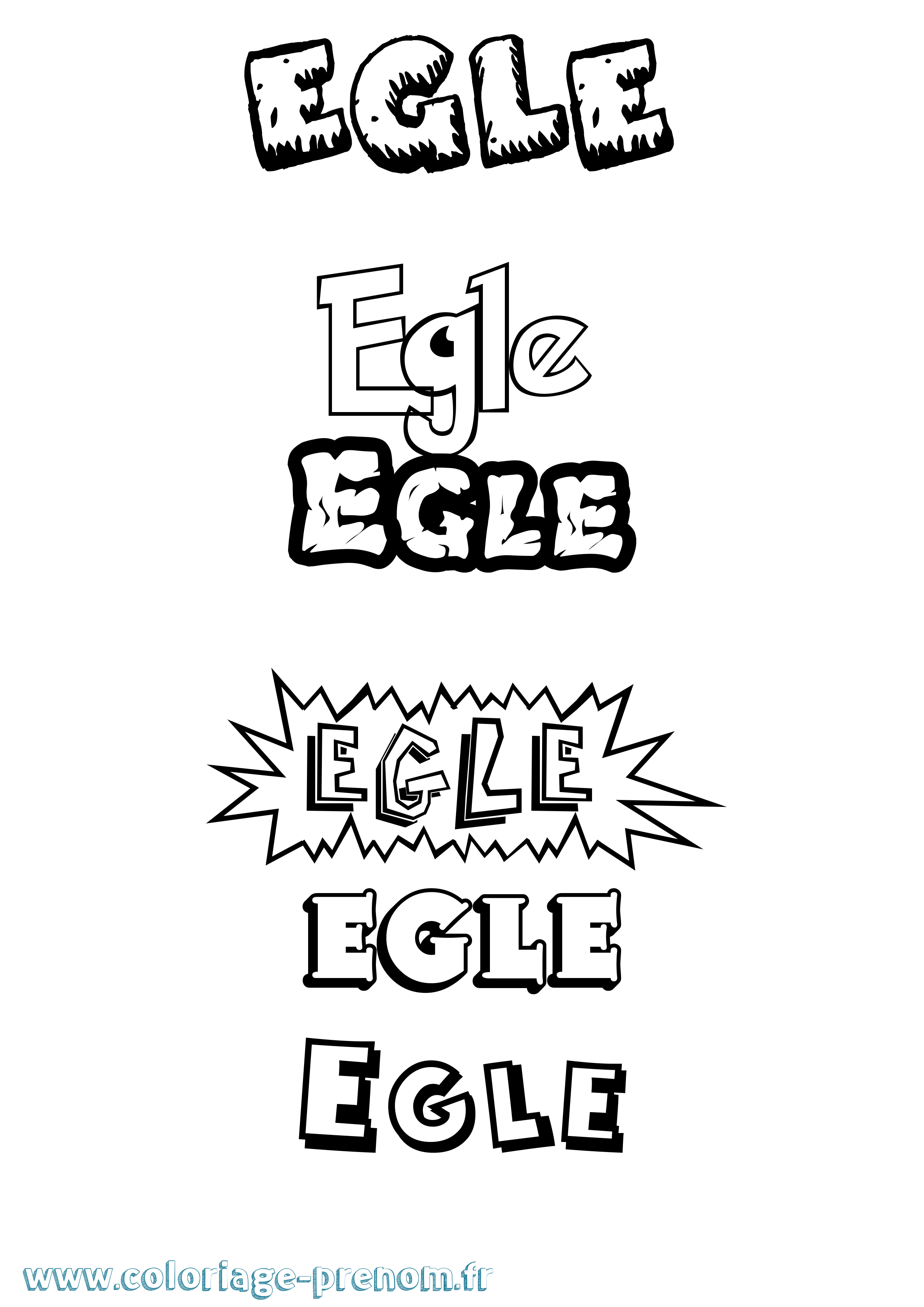 Coloriage prénom Egle Dessin Animé