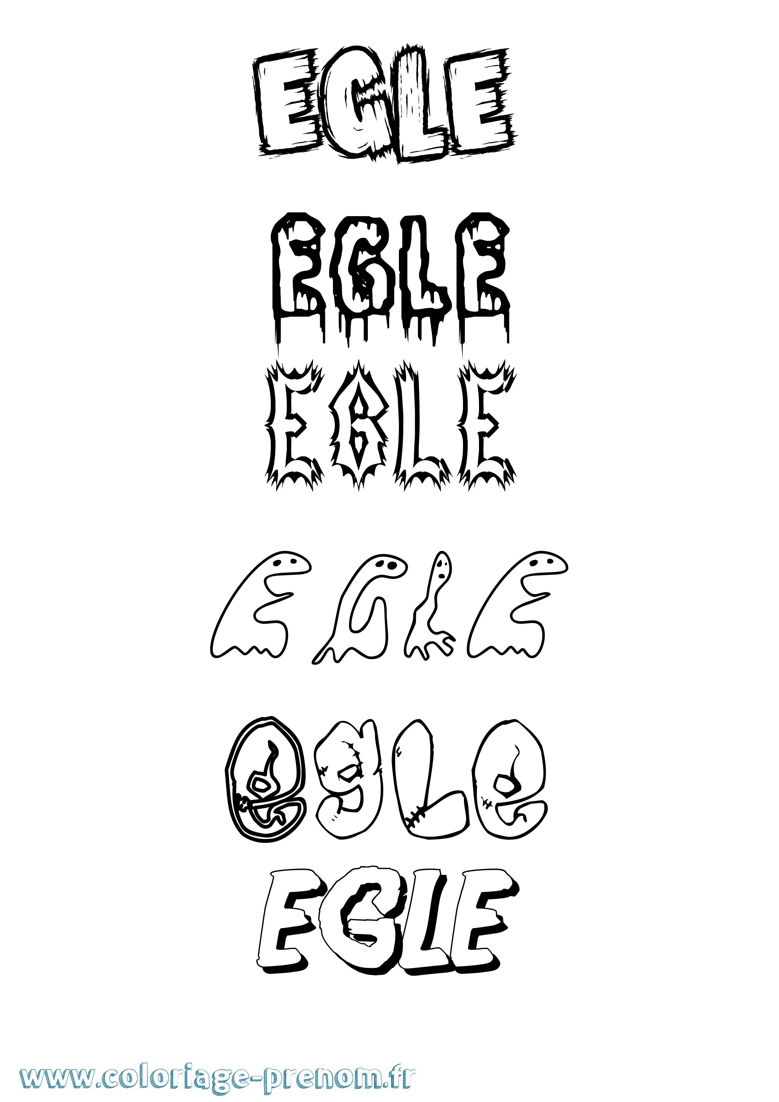 Coloriage prénom Egle Frisson