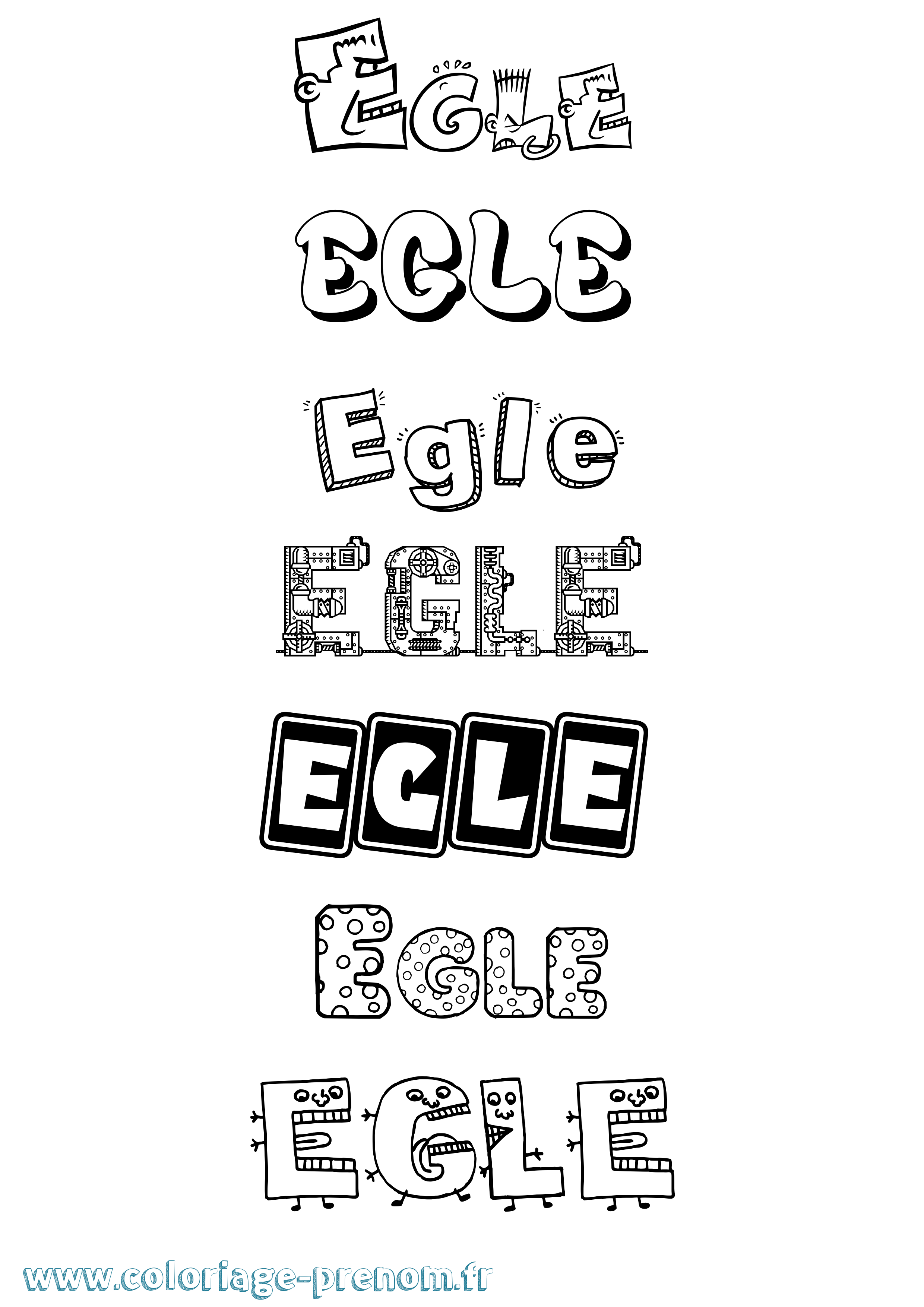 Coloriage prénom Egle Fun
