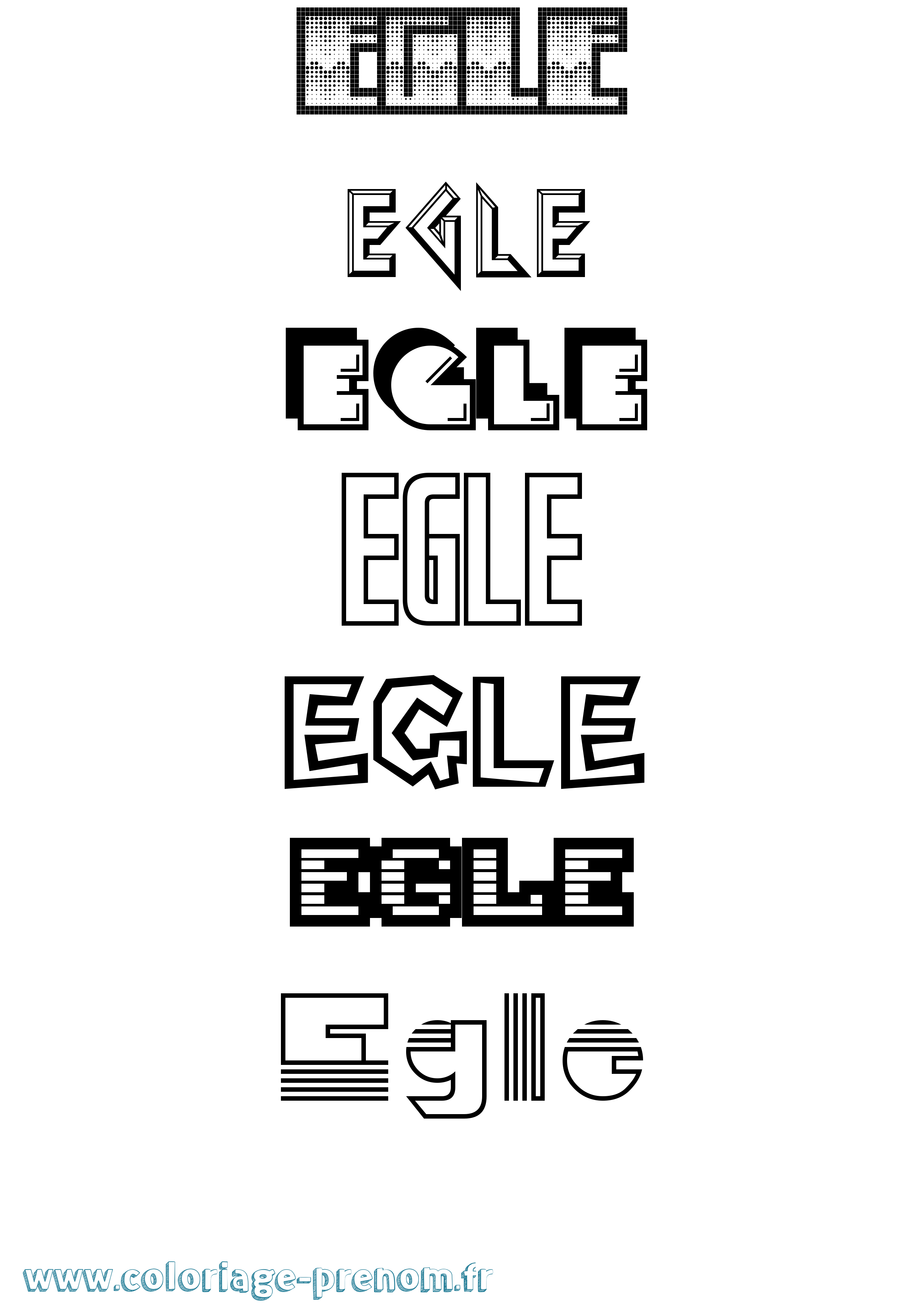Coloriage prénom Egle Jeux Vidéos