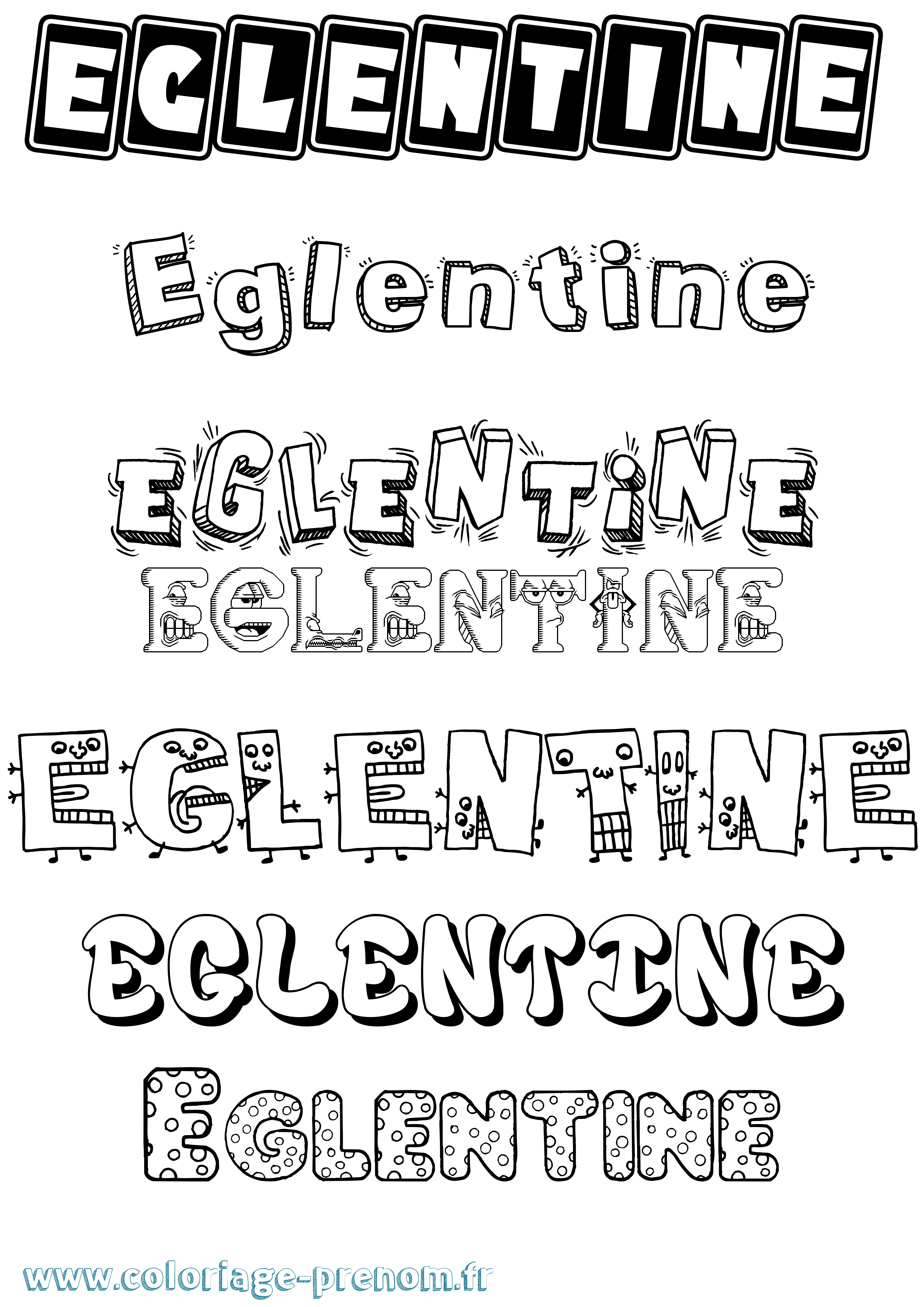 Coloriage prénom Eglentine Fun