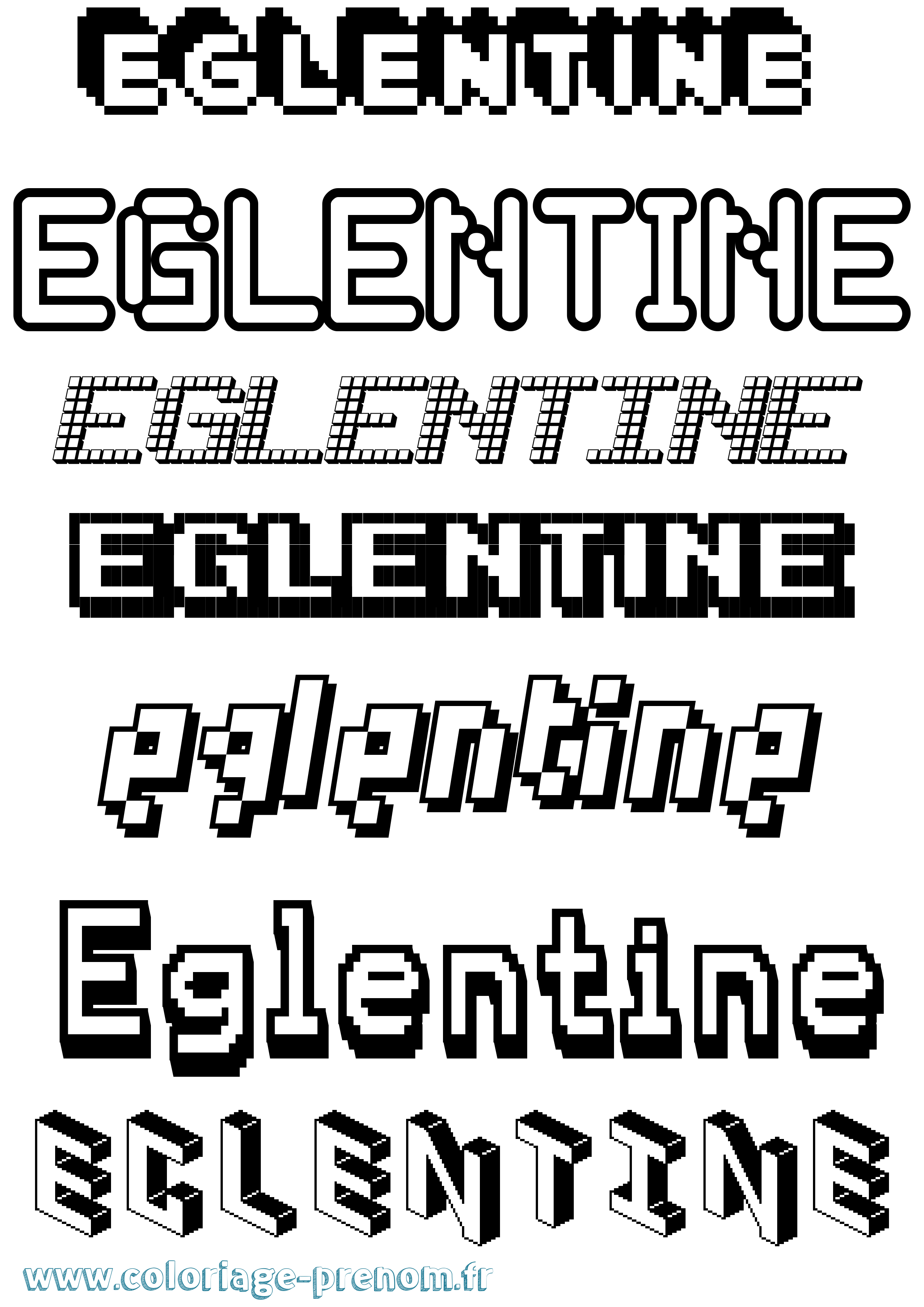 Coloriage prénom Eglentine Pixel